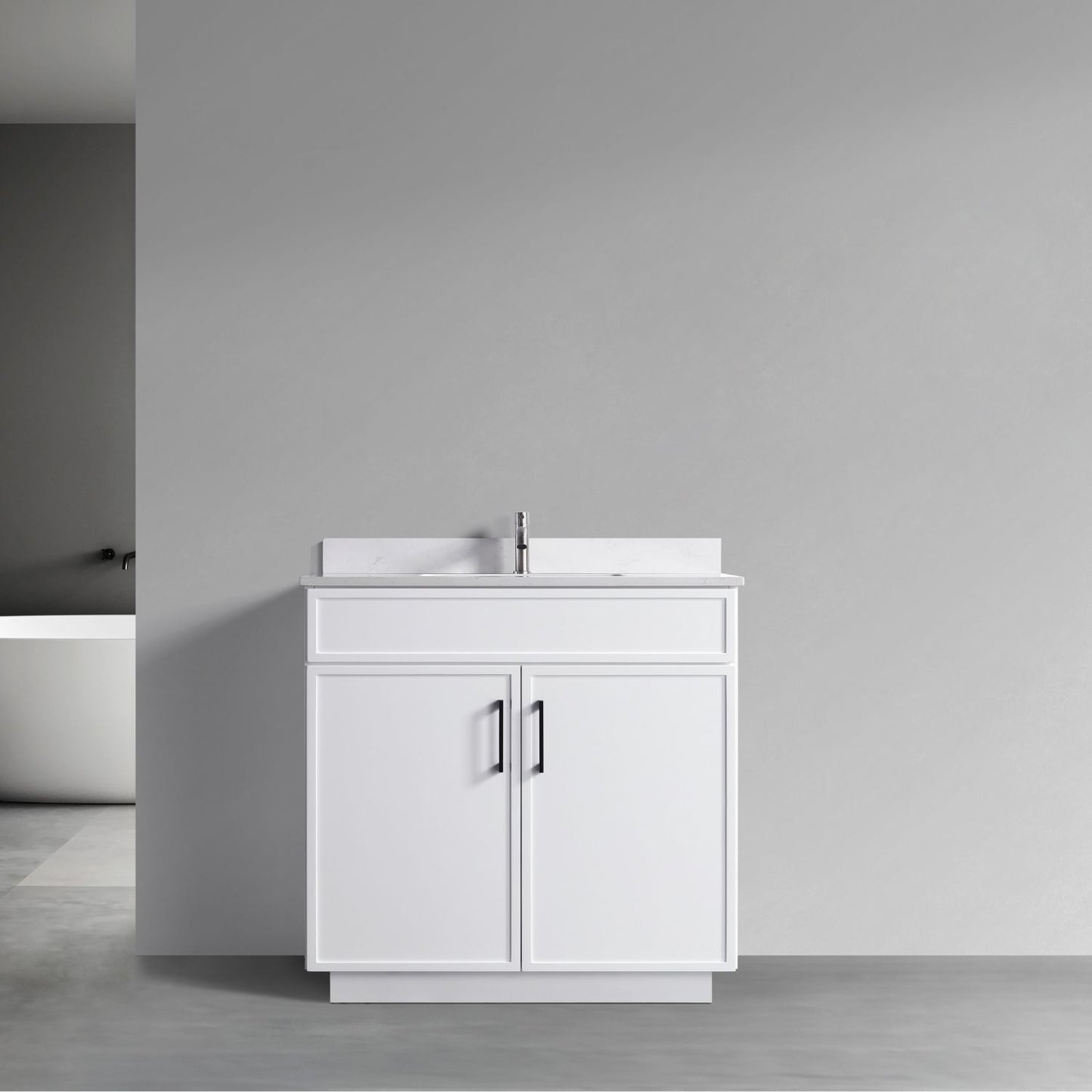 Waterpar® 36 in. L x 22 in. W x 35 in. H Minimalist Bathroom Cabinet with Single Ceramic Sink