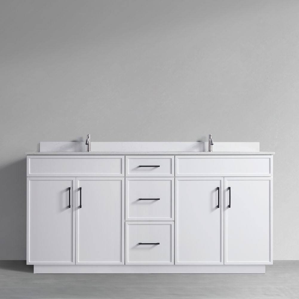 Waterpar® 72 in. L x 22 in. W x 35 in. H Minimalist Bathroom Cabinet with Dual Ceramic Sink