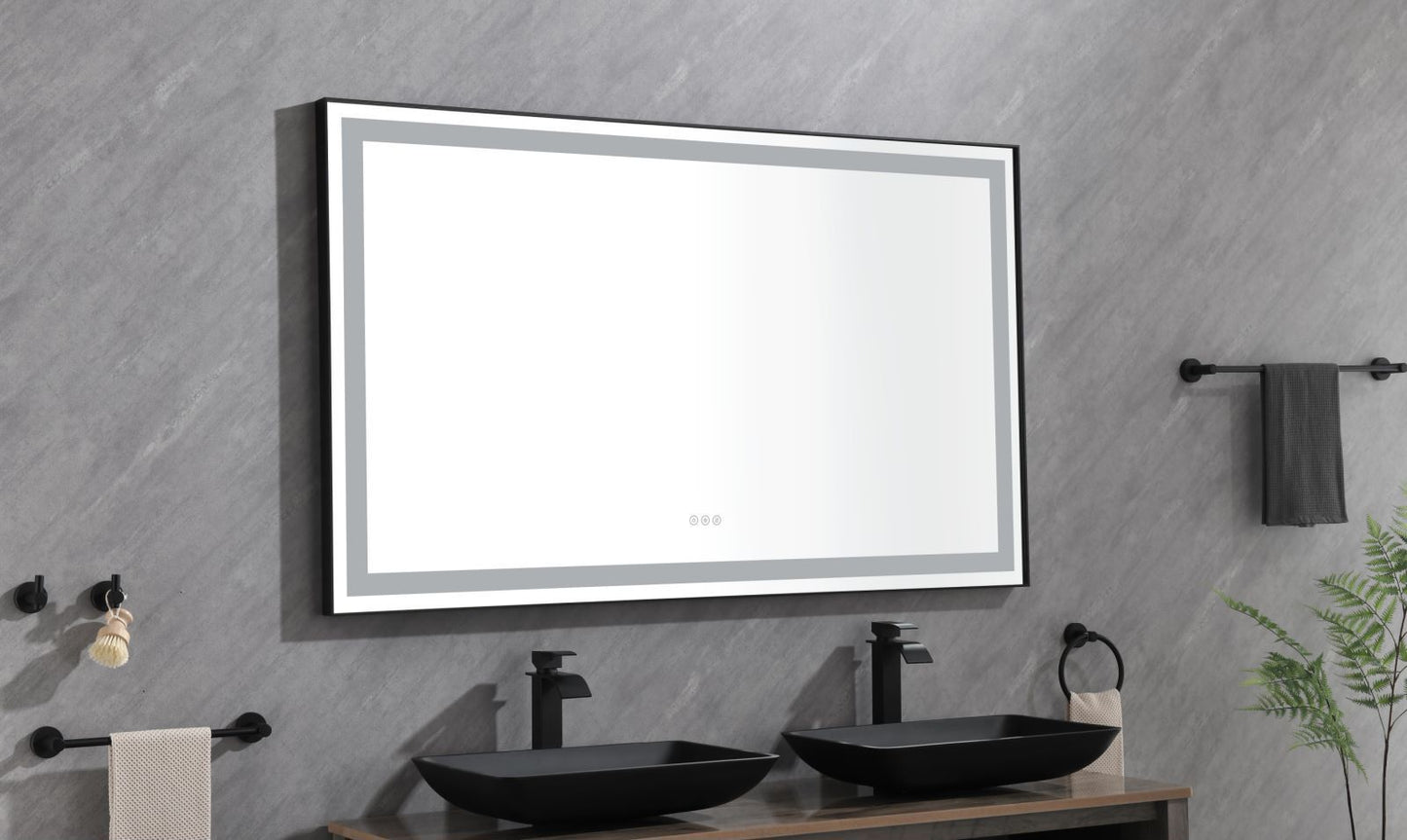 Waterpar® 118 in. W x 36 in. H Rectangular Framed Wall Bathroom Vanity Mirror with Front Light