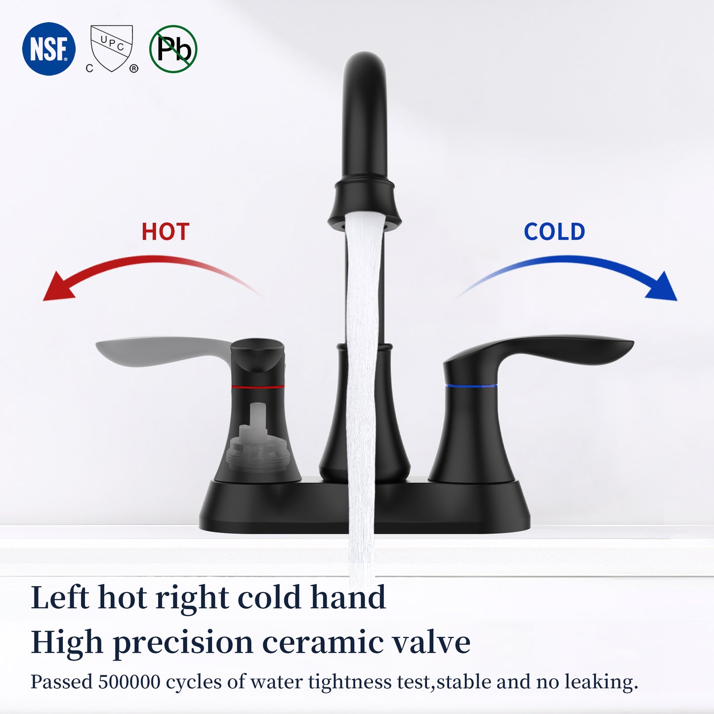 Waterpar®  4 in. Centerset Double Handle High Arc Bathroom Faucet