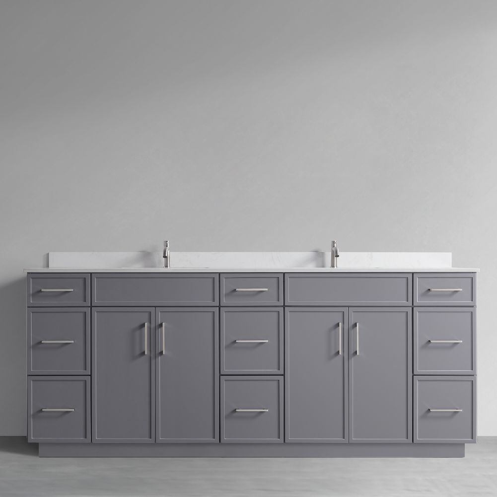 Waterpar® 84 in. L x 22 in. W x 35 in. H Minimalist Bathroom Cabinet with Dual Ceramic Sink