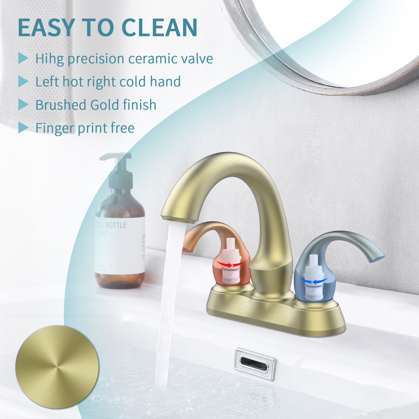 Waterpar® 4 in. Centerset 2-Handle Bathroom Faucet with Pop-Up Drain and Supply Hoses