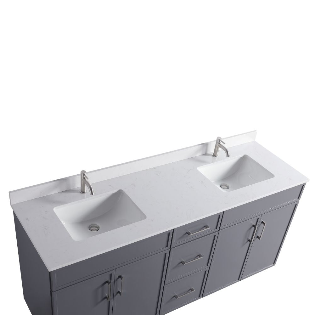 Waterpar® 72 in. L x 22 in. W x 35 in. H Minimalist Bathroom Cabinet with Dual Ceramic Sink