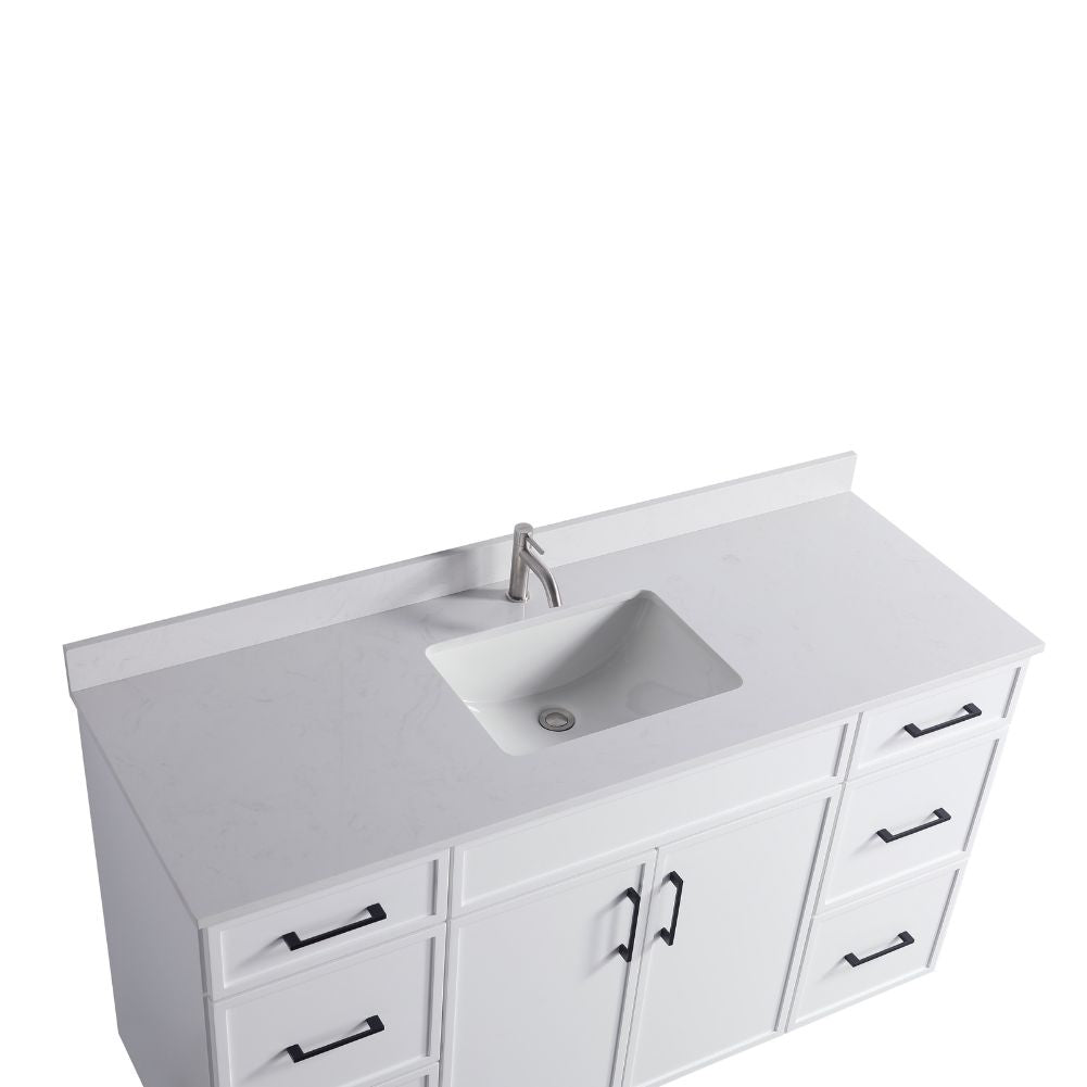 Waterpar® 60 in. L x 22 in. W x 35 in. H Minimalist Bathroom Cabinet with Single Ceramic Sink
