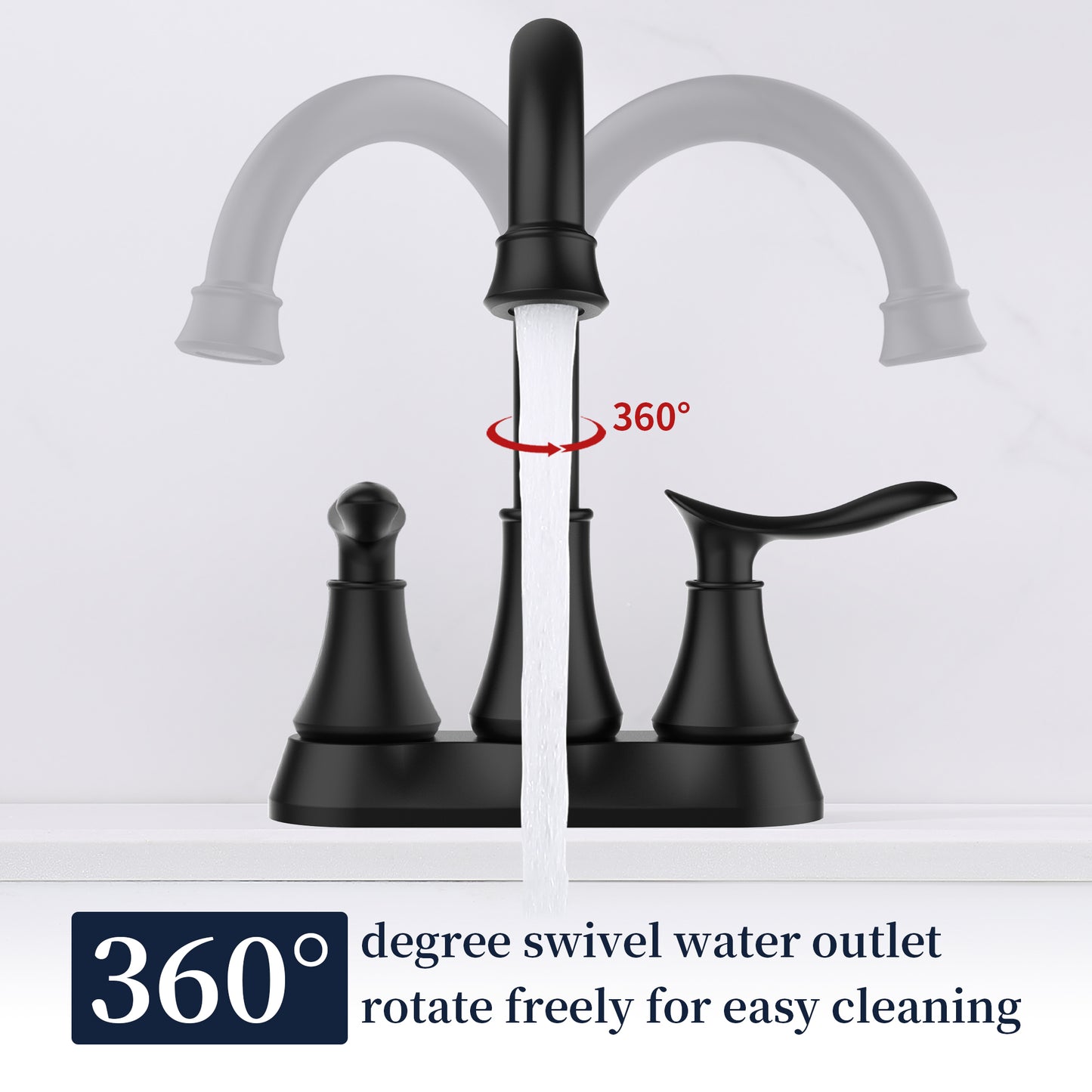 Waterpar®  4 in. Centerset Double Handle Bathroom Faucet with Pop-up Drain and Supply Hoses