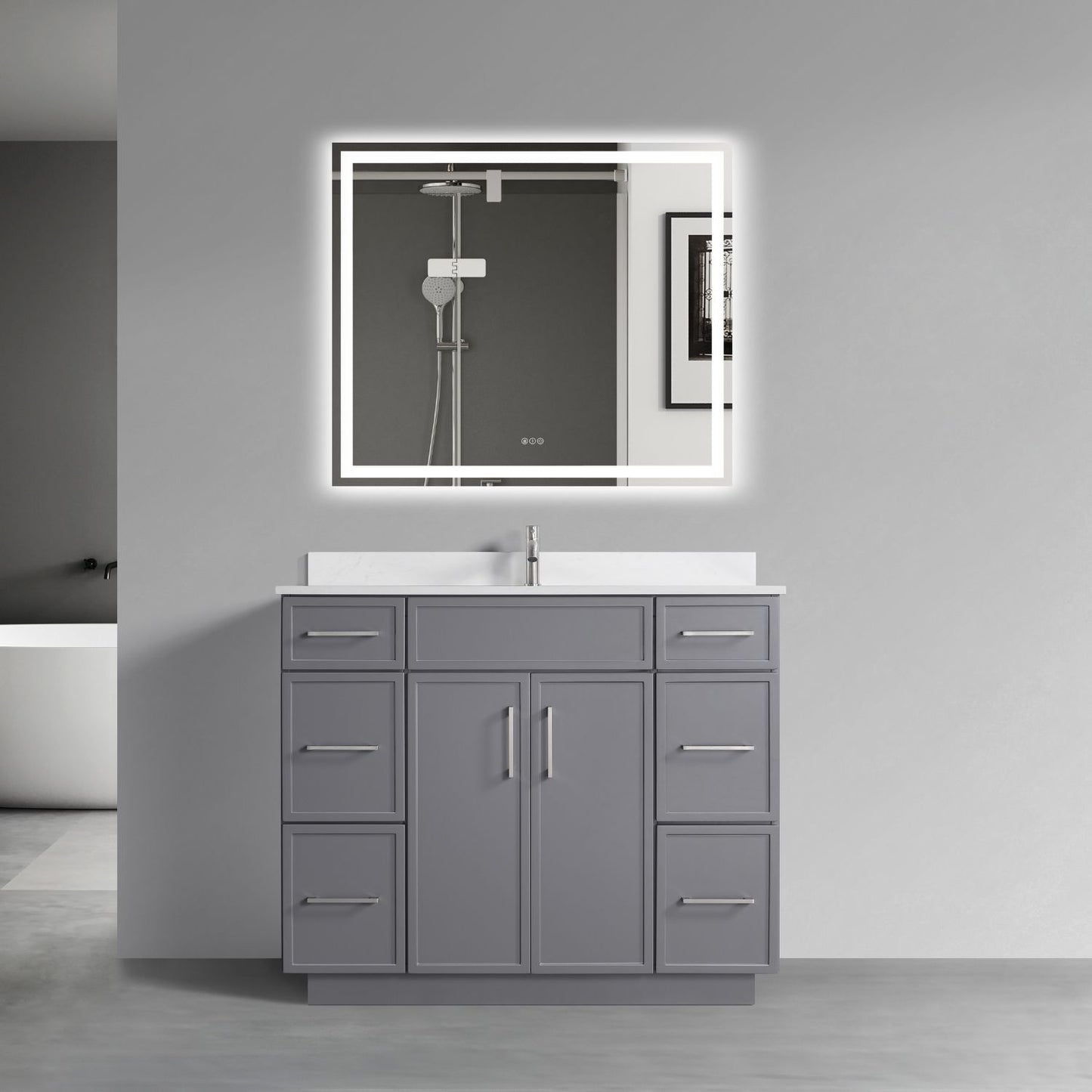 Waterpar® 42 in. L x 22 in. W x 35 in. H Minimalist Bathroom Cabinet with Single Ceramic Sink