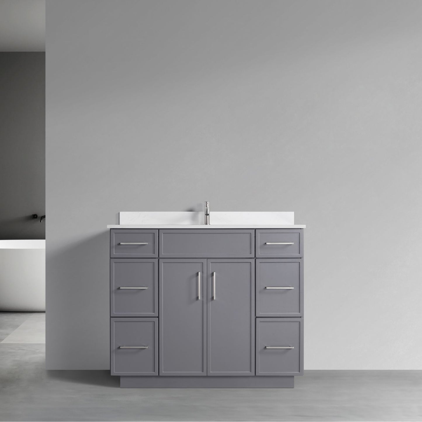 Waterpar® 42 in. L x 22 in. W x 35 in. H Minimalist Bathroom Cabinet with Single Ceramic Sink