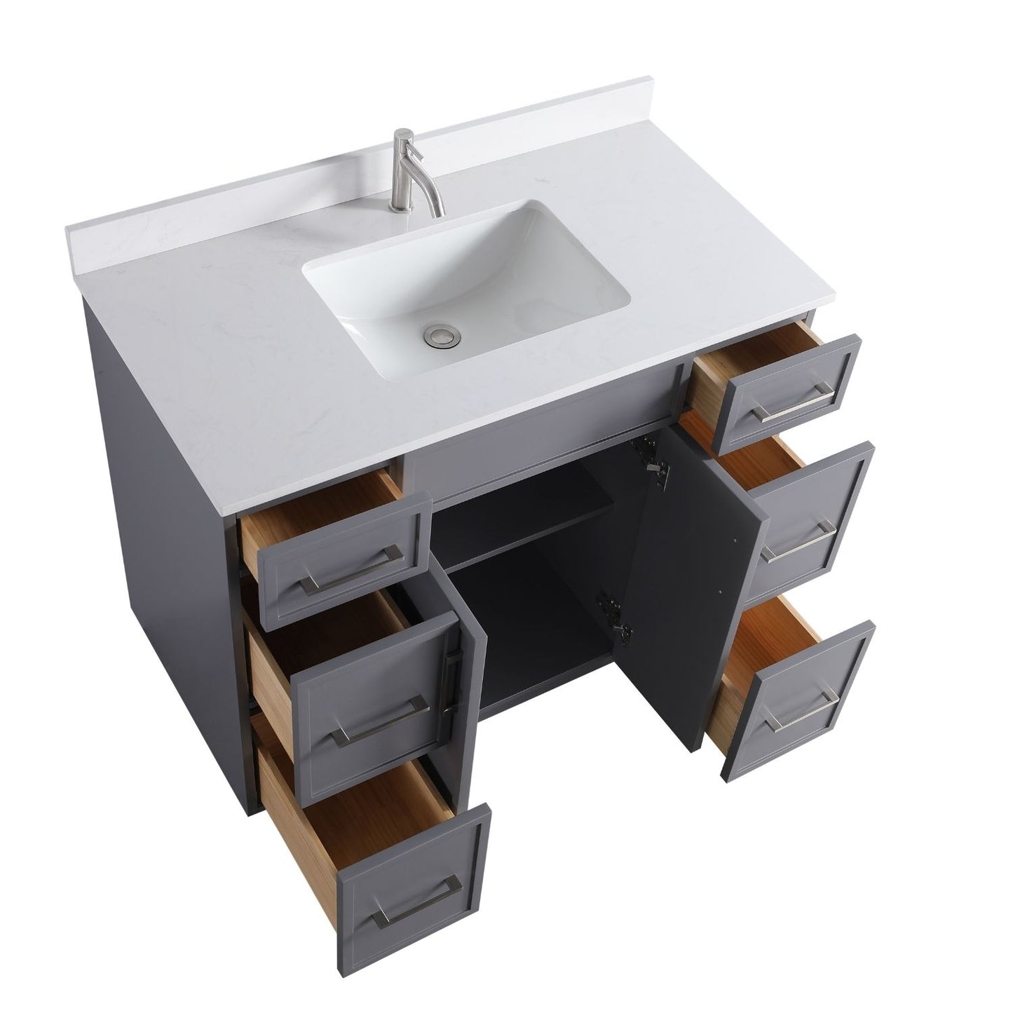 Waterpar® 42 in. L x 22 in. W x 35 in. H Minimalist Bathroom Cabinet with Single Ceramic Sink