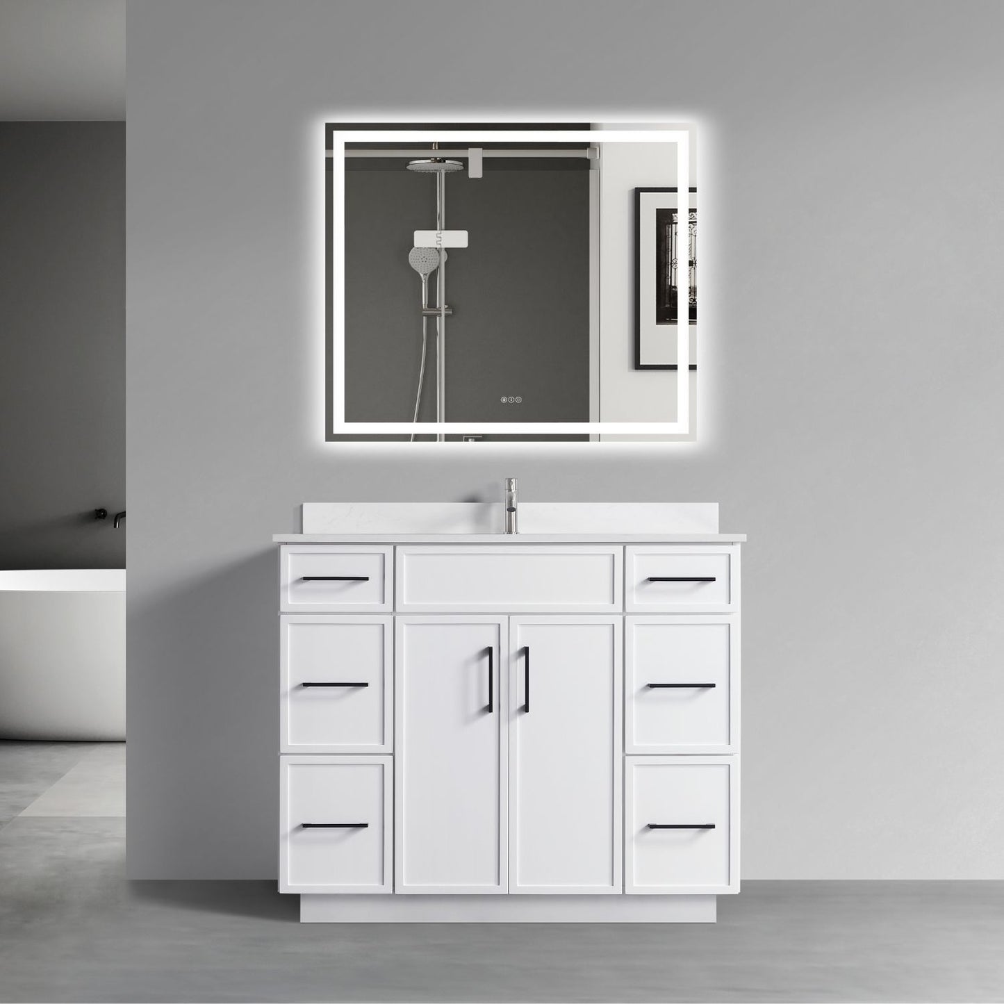 Waterpar® 42 in. L x 22 in. W x 35 in. H Minimalist Bathroom Cabinet with Single Ceramic Sink