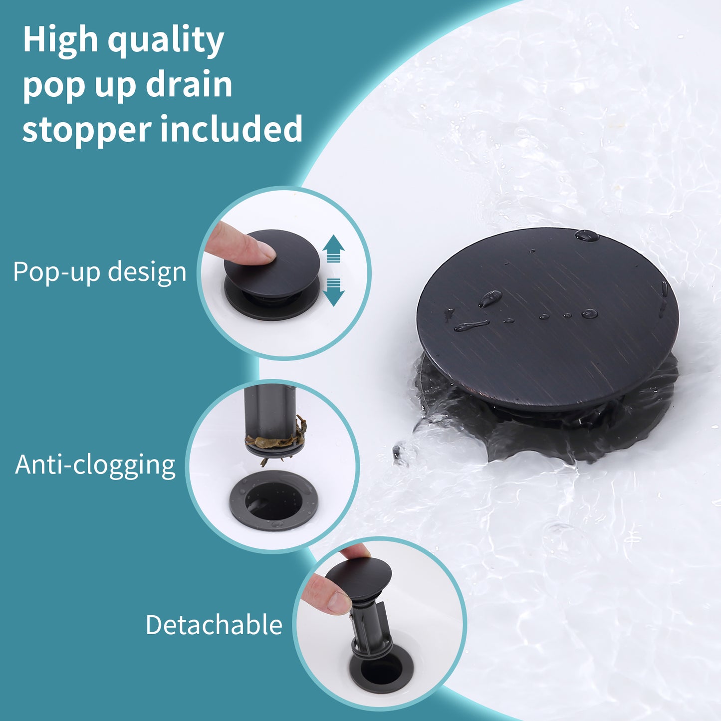 Waterpar® 4 in. Centerset Double Handle Bathroom Faucet with Pop-Up Drain and Supply Hoses