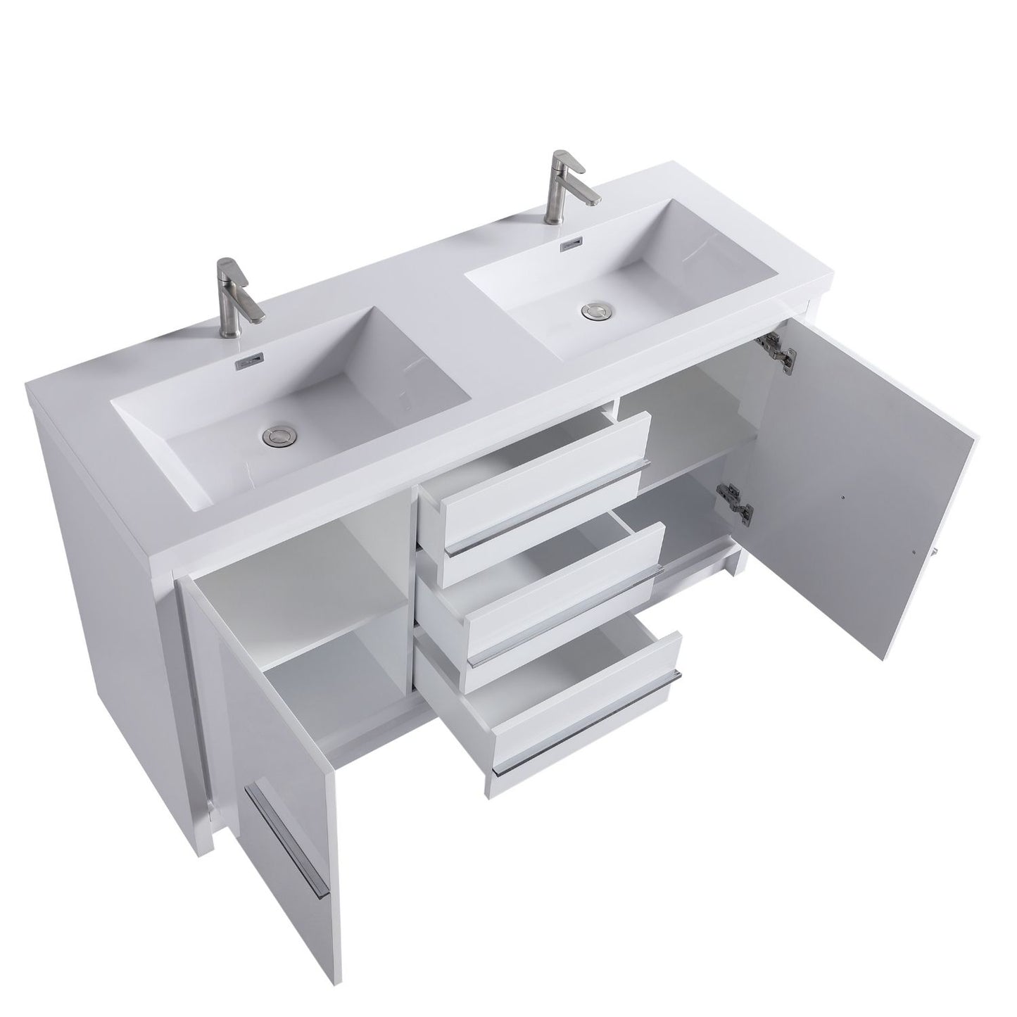 Waterpar® 59.25 in. L x 19.7 in. W x 35 in. H Bathroom Cabinet with Resin Sink