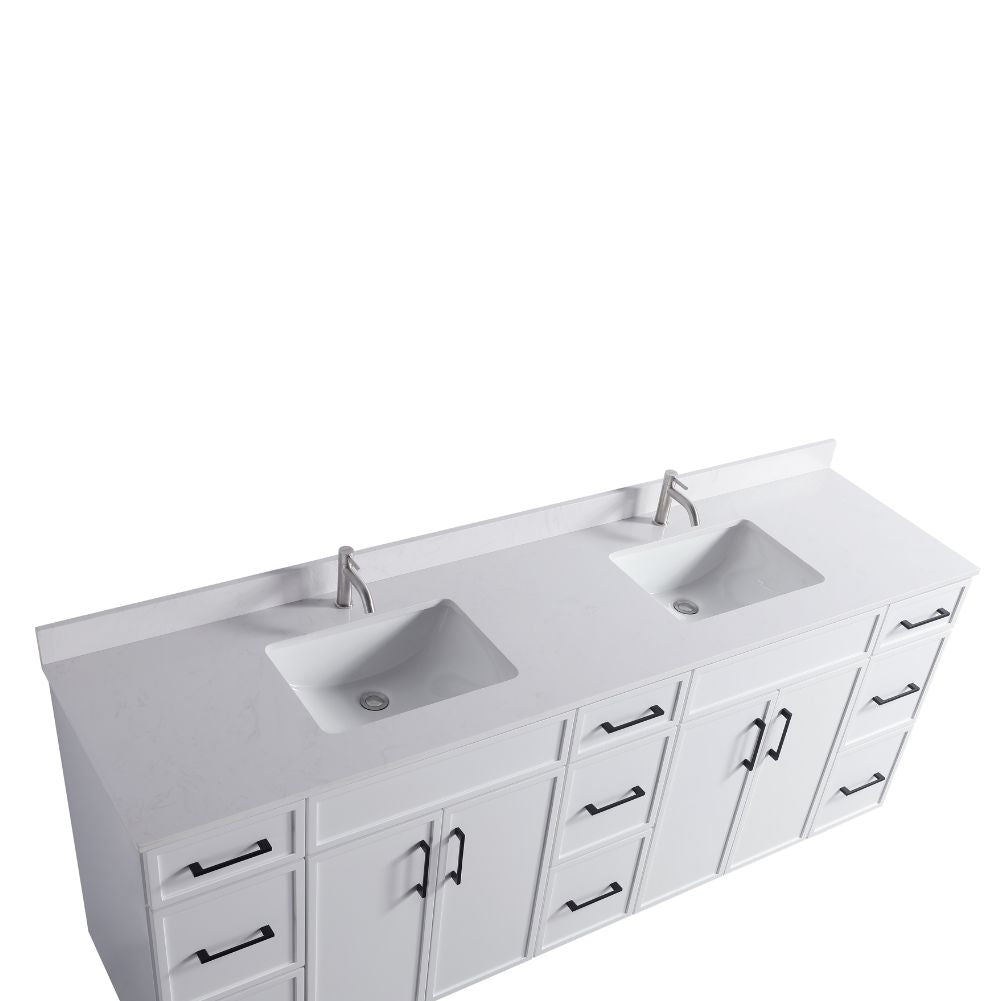 Waterpar® 84 in. L x 22 in. W x 35 in. H Minimalist Bathroom Cabinet with Dual Ceramic Sink