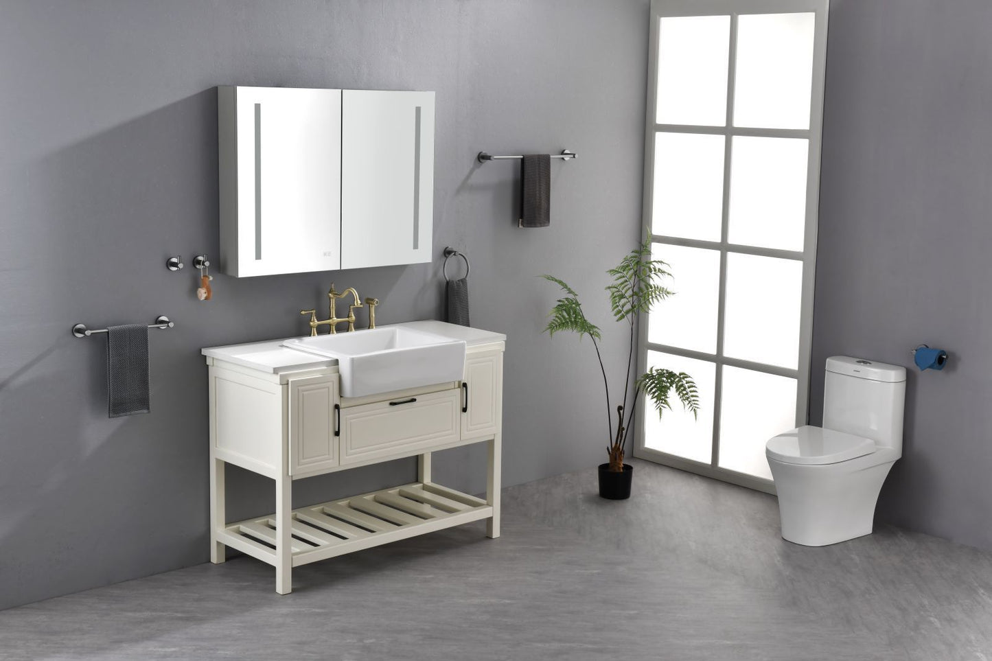 Waterpar® 46 in. W x 36 in. H Rectangular LED Aluminum Recessed/Surface Mount Medicine Cabinet with Mirror