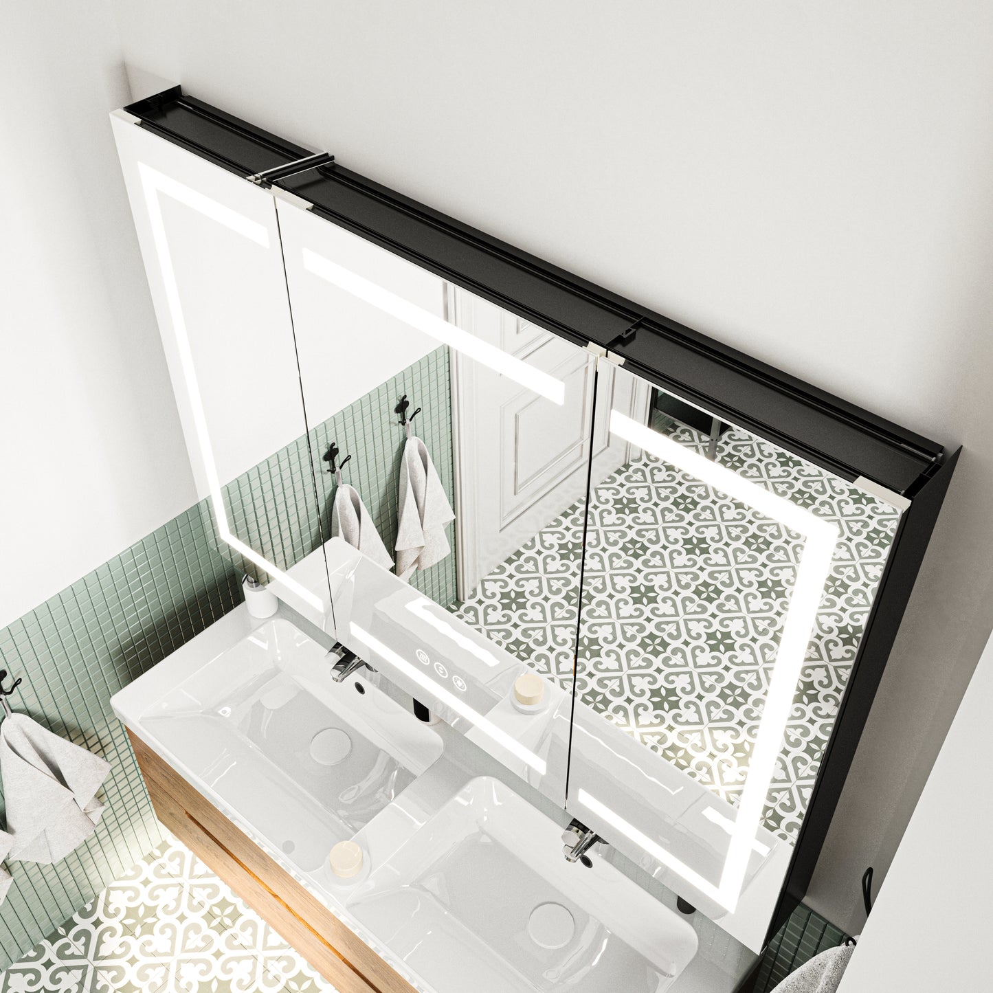 Waterpar® 48 in. W x 36 in. H Rectangular LED Aluminum Recessed/Surface Mount Medicine Cabinet with Mirror