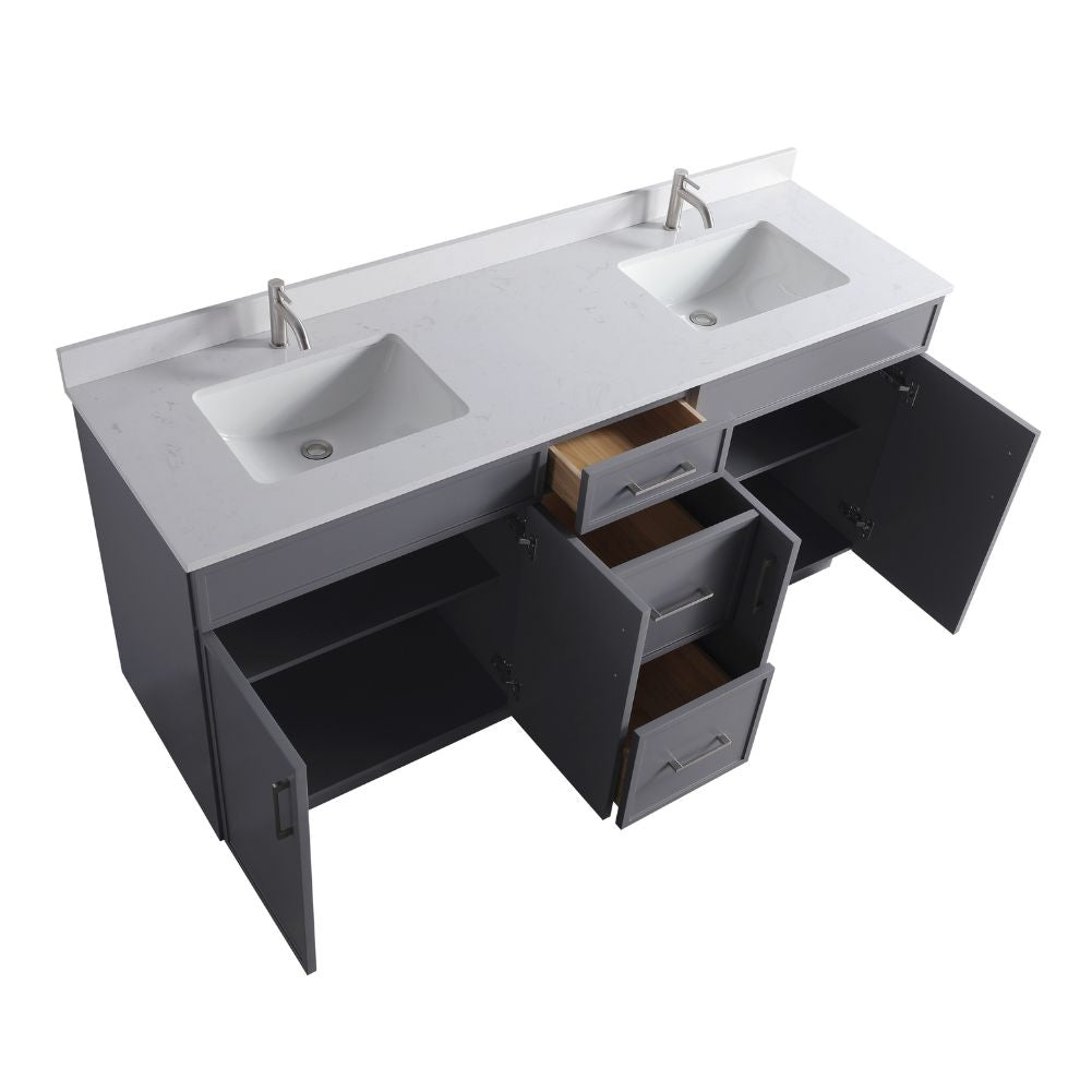 Waterpar® 72 in. L x 22 in. W x 35 in. H Minimalist Bathroom Cabinet with Dual Ceramic Sink