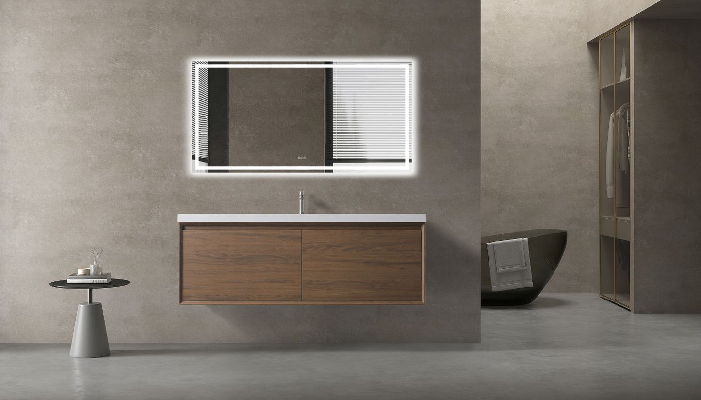 Waterpar® 59.25 in. L x 19.7 in. W x 21.65 in. H Natural Wood Bathroom Cabinet with White Resin Sink