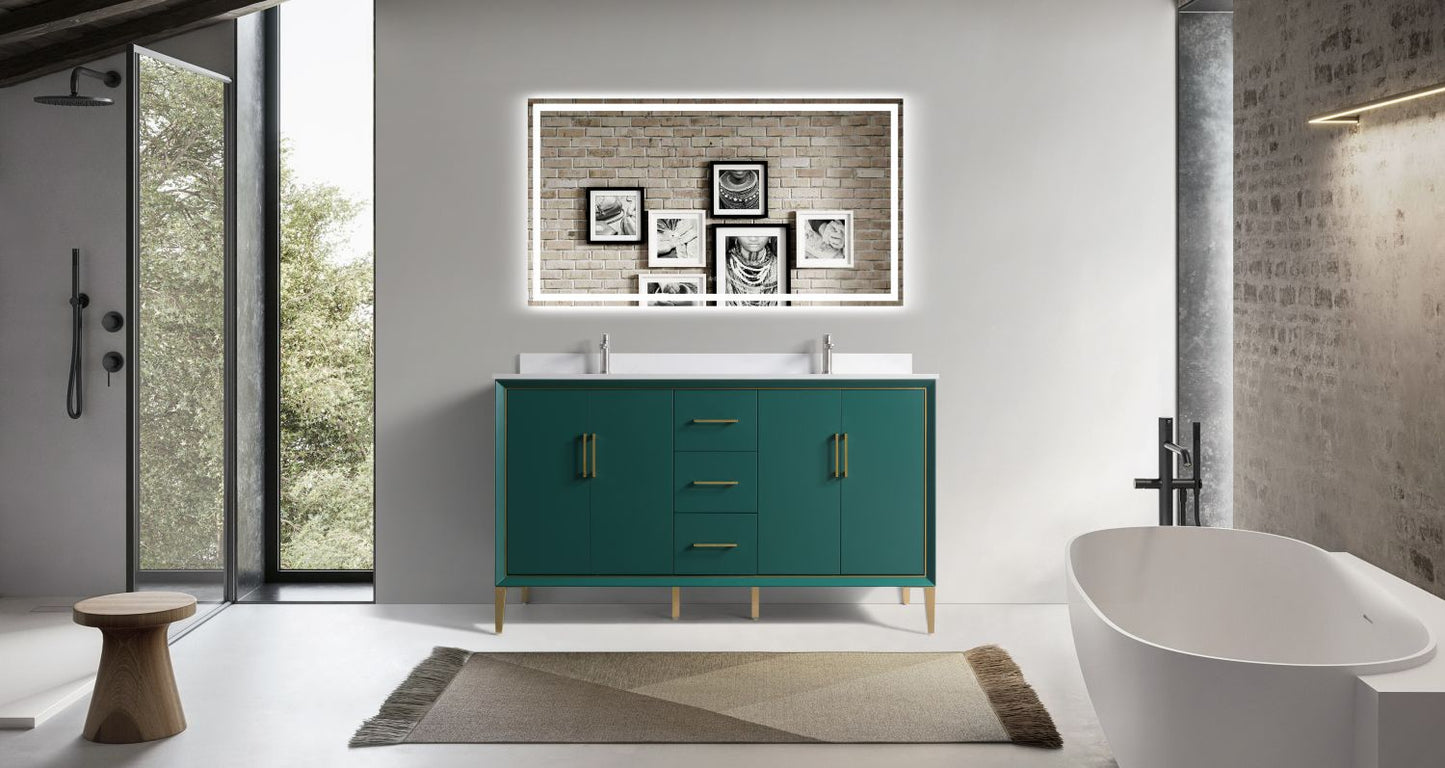 Waterpar® 60 in. L x 22 in. W x 35 in. H Bathroom Cabinet with Dual Ceramic Sink