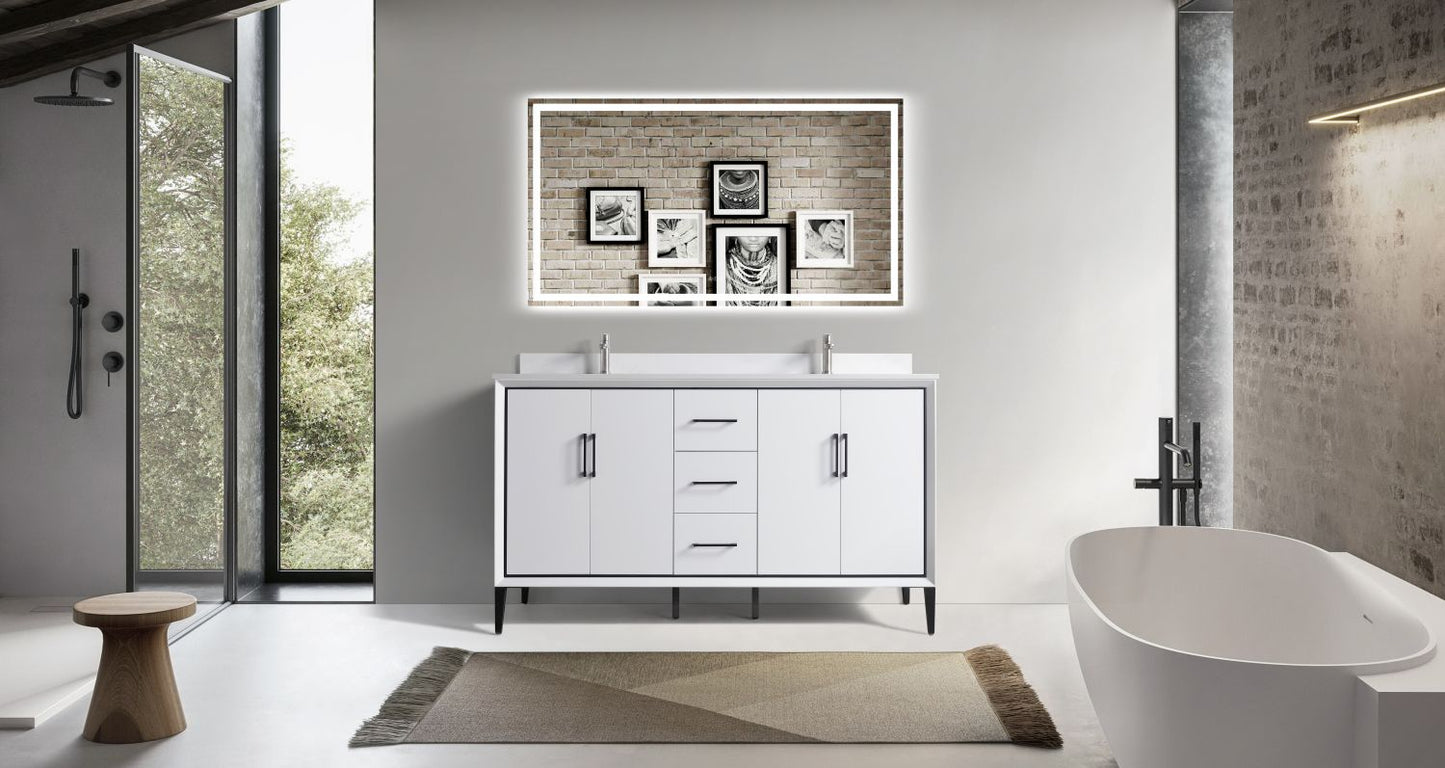 Waterpar® 60 in. L x 22 in. W x 35 in. H Bathroom Cabinet with Dual Ceramic Sink