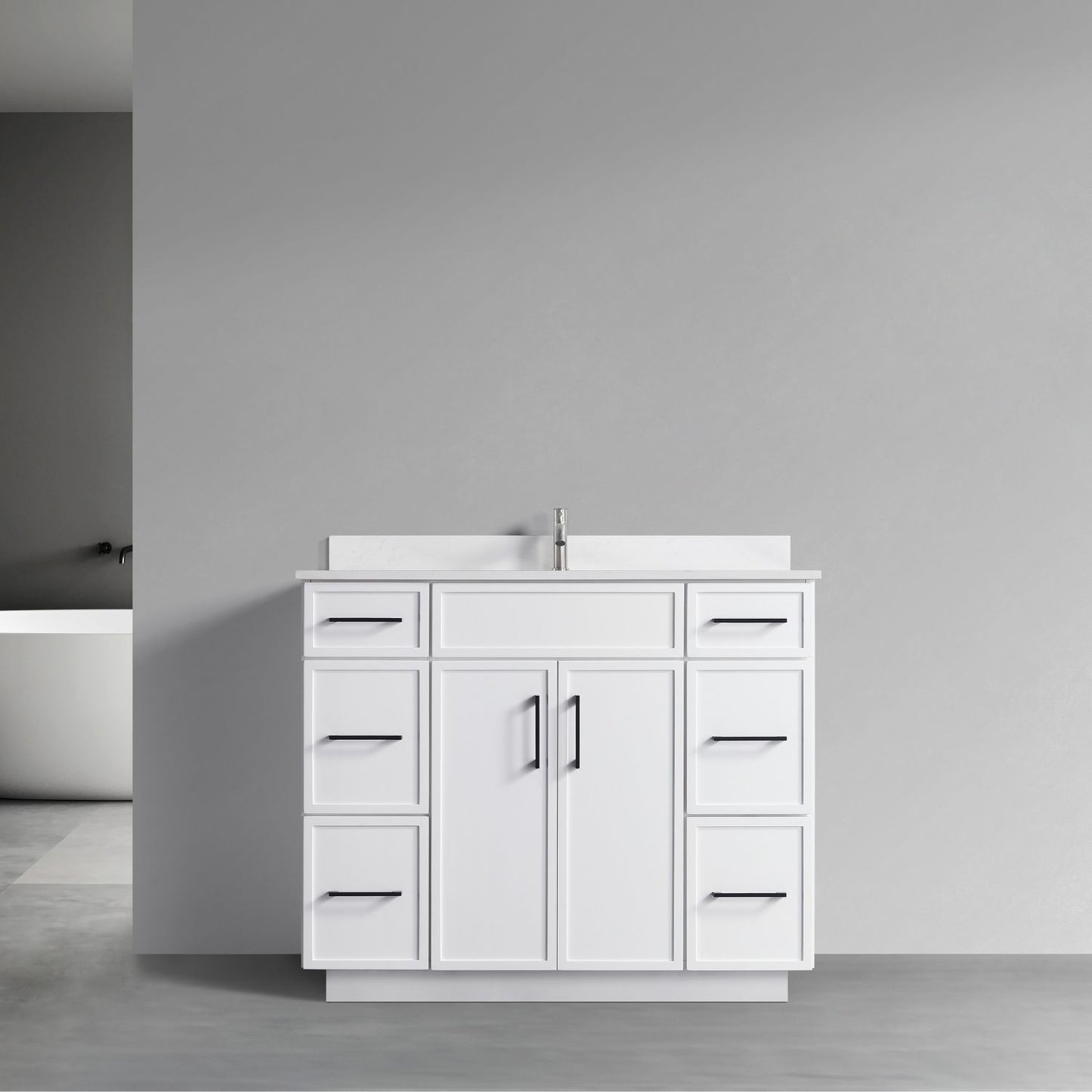 Waterpar® 42 in. L x 22 in. W x 35 in. H Minimalist Bathroom Cabinet with Single Ceramic Sink
