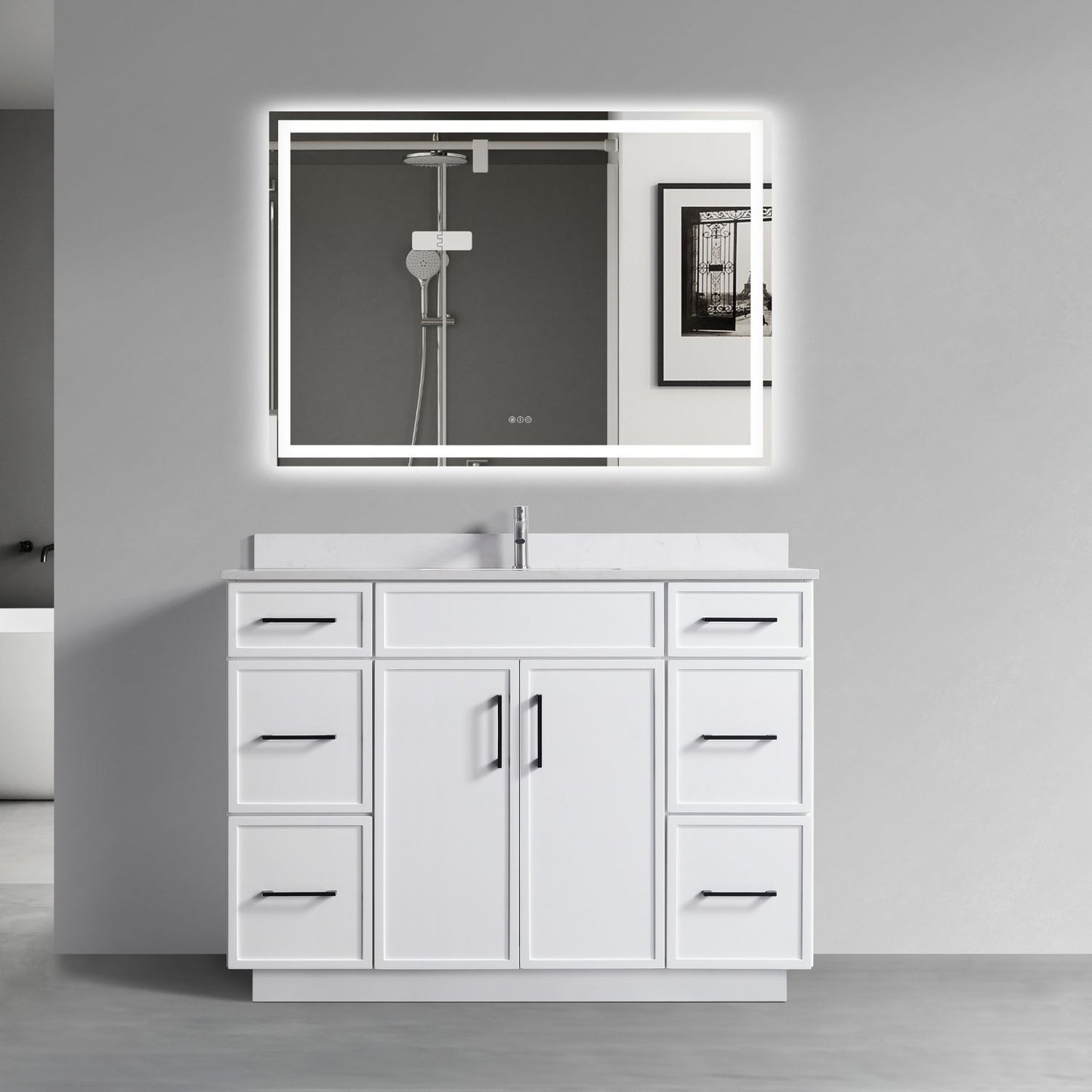 Waterpar® 48 in. L x 22 in. W x 35 in. H Minimalist Bathroom Cabinet with Single Ceramic Sink