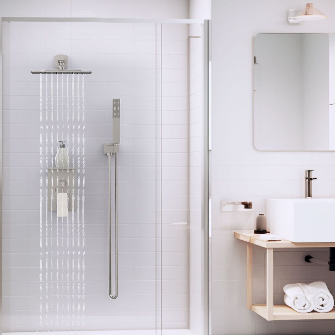 Waterpar®  Wall Mount Fixed and Handheld Shower Head with Storage Rack