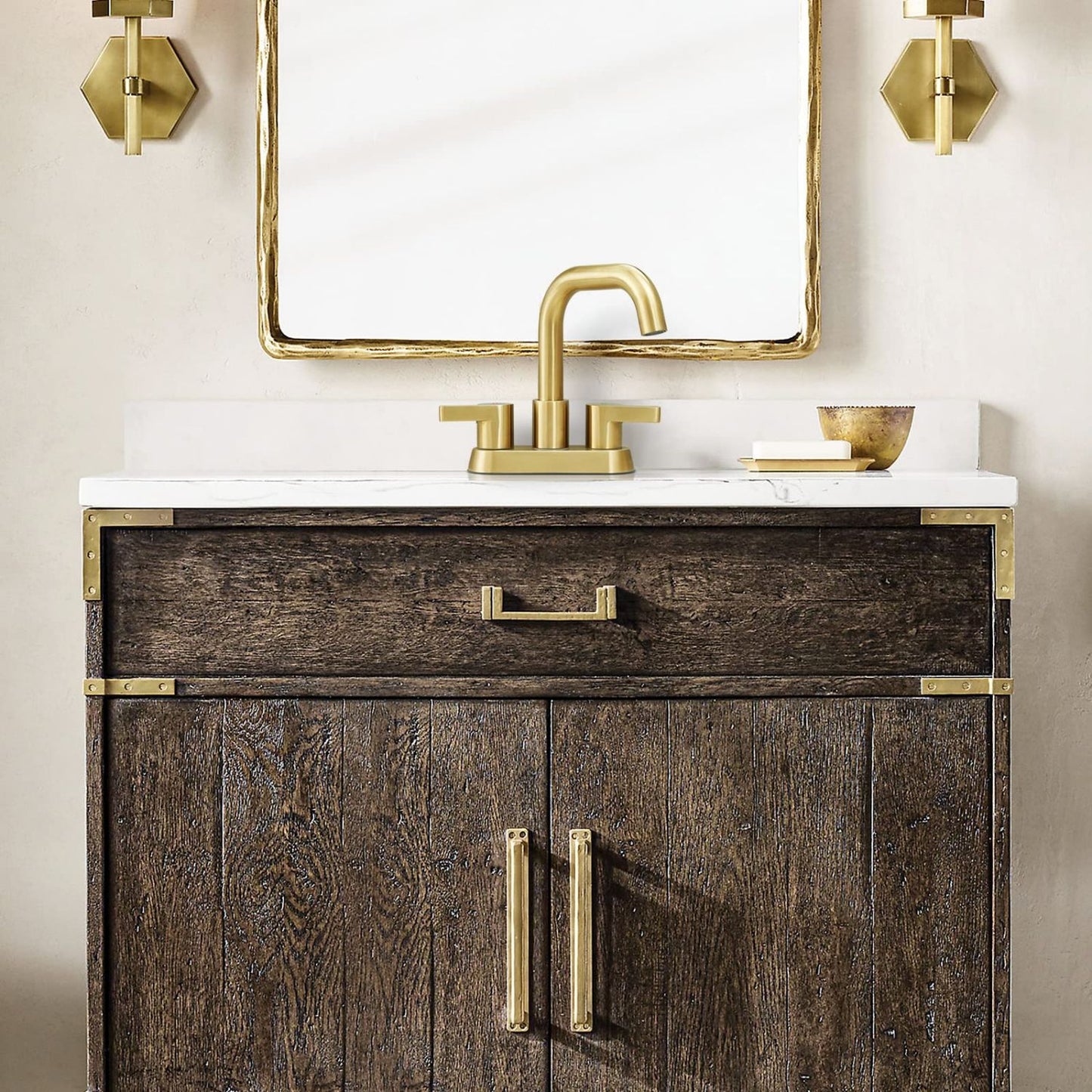 Waterpar® 4 in. Centerset Double Handle Bathroom Faucet with Pop-up Drain and Supply Hose