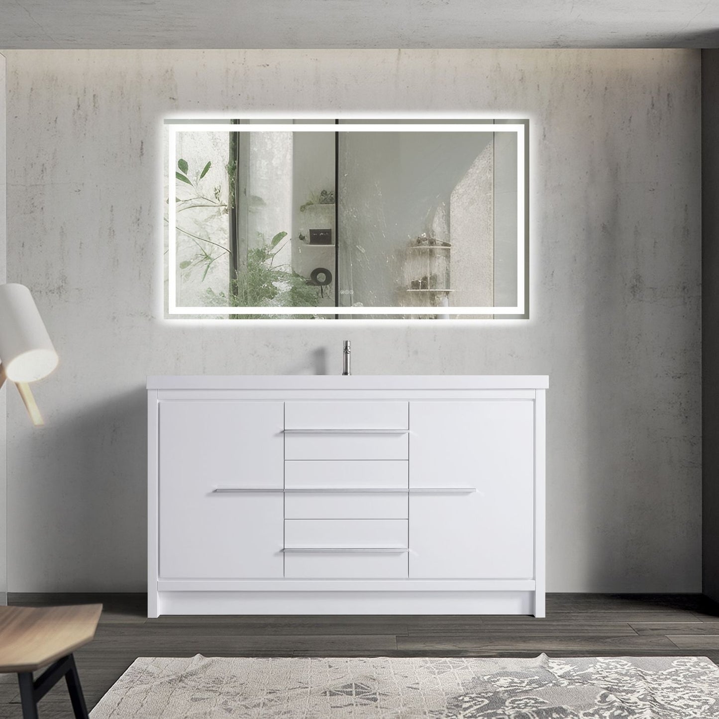 Waterpar® 59.25 in. L x 19.7 in. W x 35 in. H Bathroom Cabinet with Resin Sink