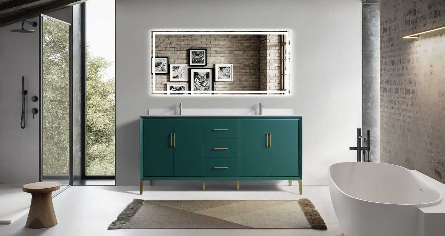 Waterpar® 72 in. L x 22 in. W x 35 in. H Bathroom Cabinet with Dual Ceramic Sink