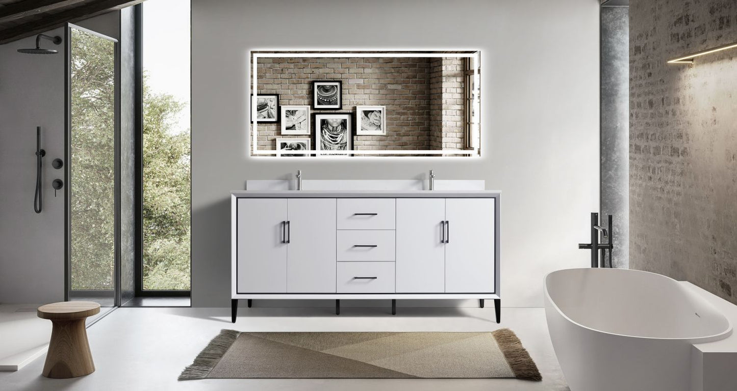 Waterpar® 72 in. L x 22 in. W x 35 in. H Bathroom Cabinet with Dual Ceramic Sink