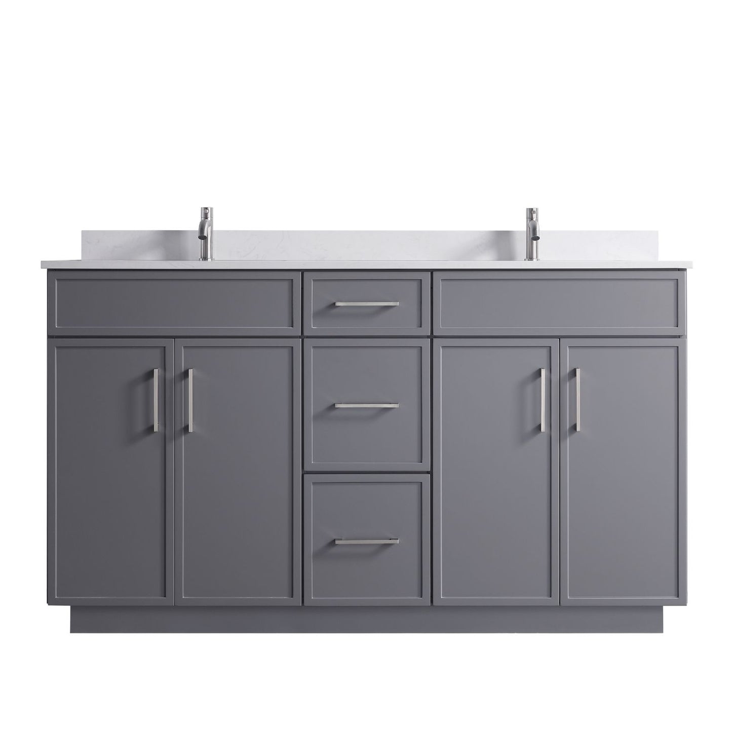 Waterpar® 60 in. L x 22 in. W x 35 in. H Minimalist Bathroom Cabinet with Dual Ceramic Sink
