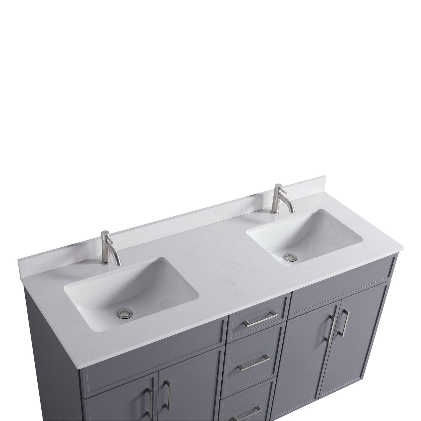 Waterpar® 60 in. L x 22 in. W x 35 in. H Minimalist Bathroom Cabinet with Dual Ceramic Sink