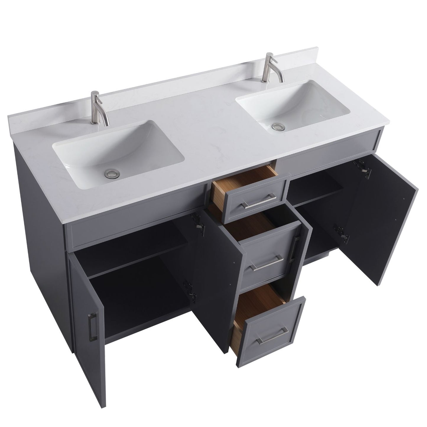 Waterpar® 60 in. L x 22 in. W x 35 in. H Minimalist Bathroom Cabinet with Dual Ceramic Sink