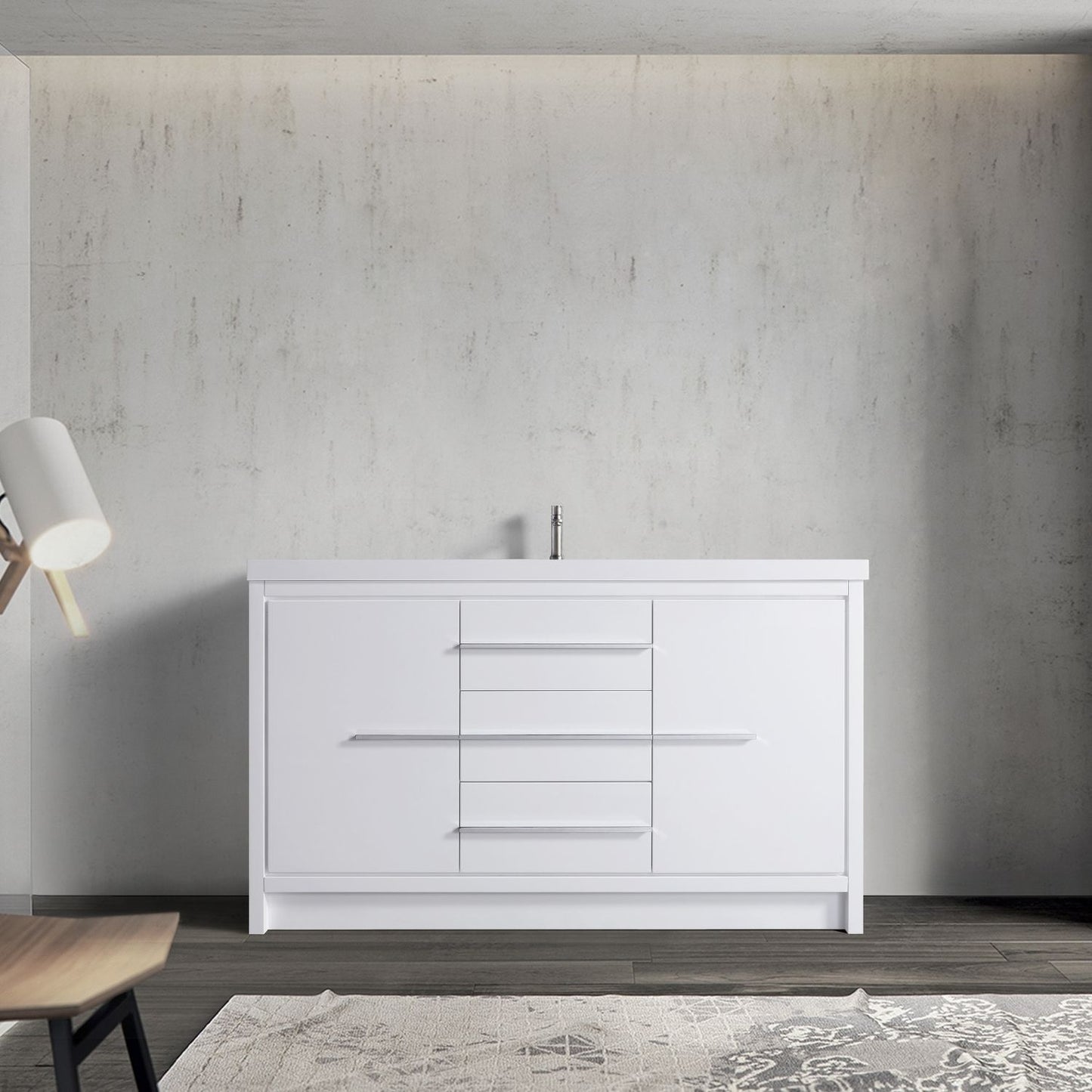 Waterpar® 59.25 in. L x 19.7 in. W x 35 in. H Bathroom Cabinet with Resin Sink