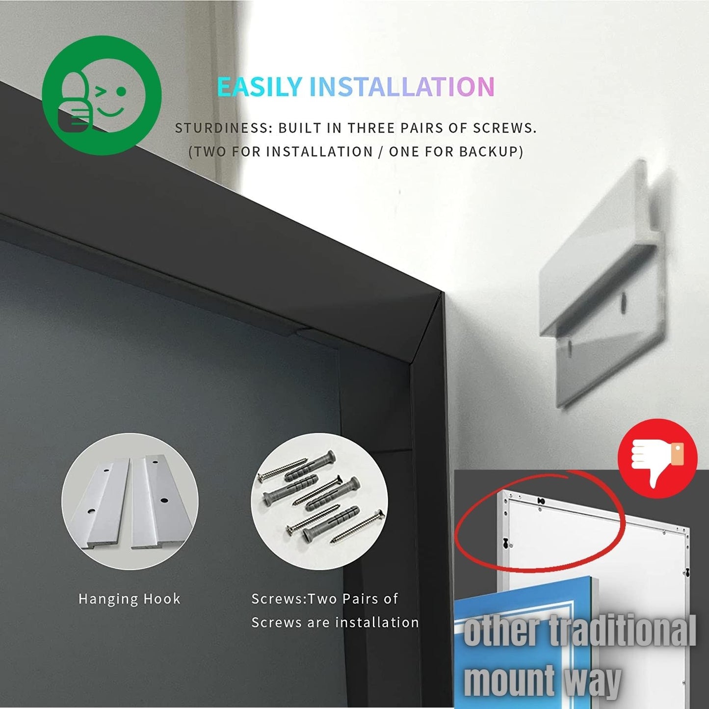 Waterpar® 30 in. W x 36 in. H LED Large Rectangular Frameless Anti-Fog Wall Bathroom Mirror Front Light