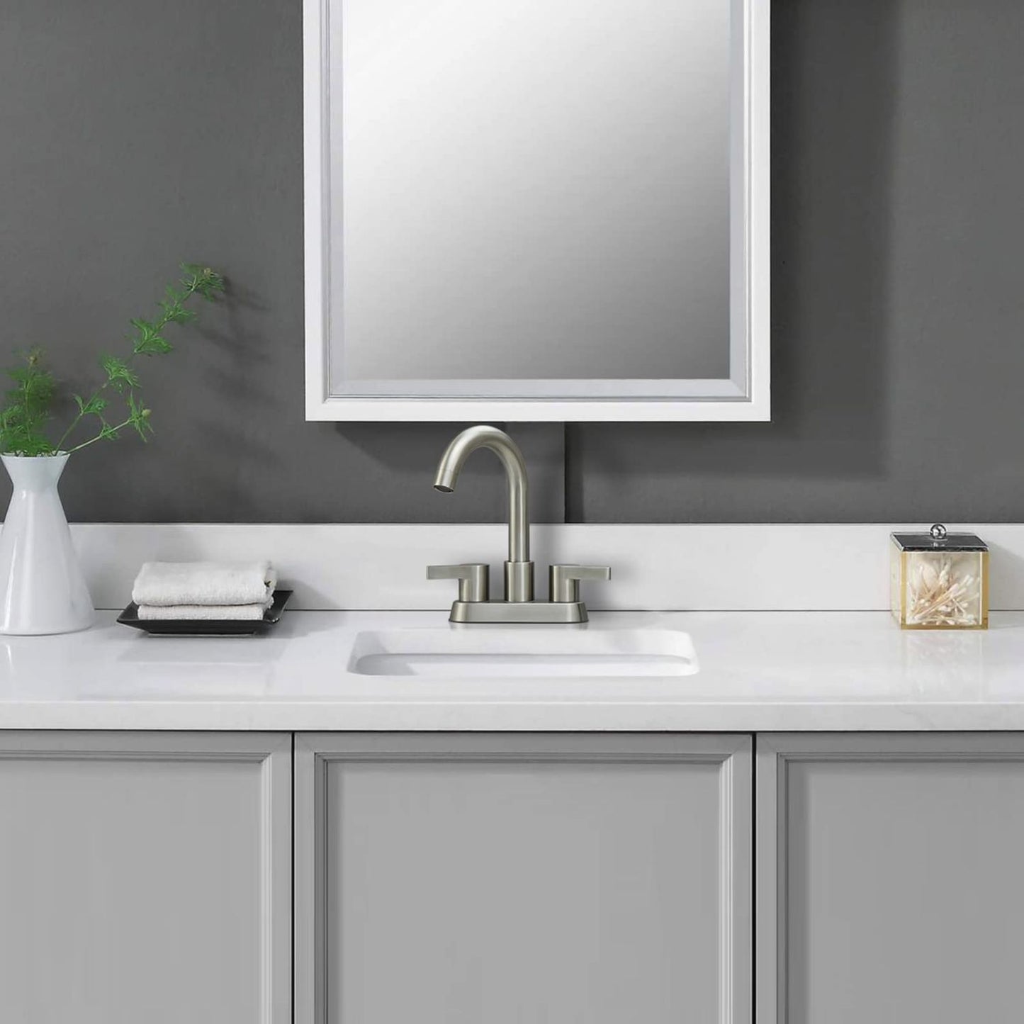 Waterpar® 4 in. Centerset Double Handle Bathroom Faucet with Supply Hose and Pop-up Drain