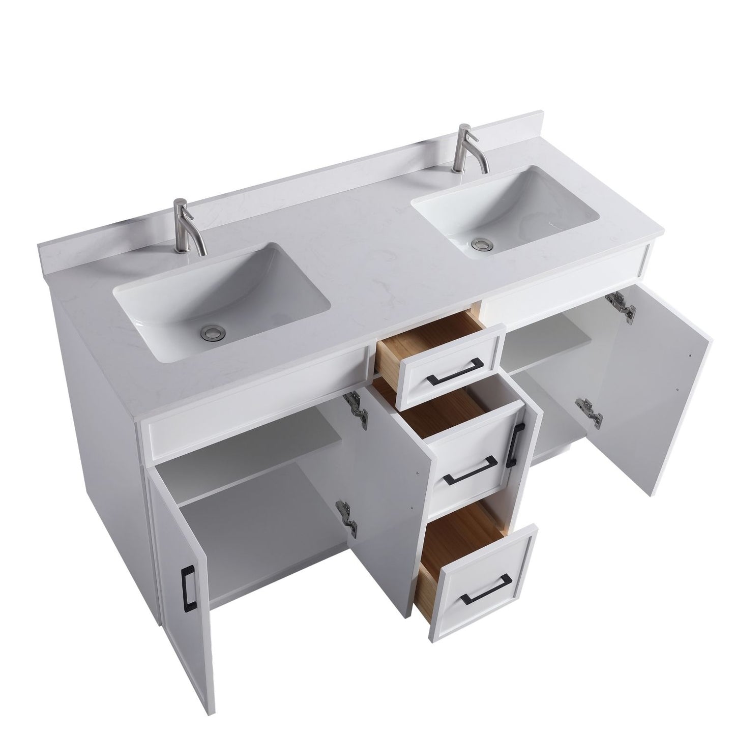 Waterpar® 60 in. L x 22 in. W x 35 in. H Minimalist Bathroom Cabinet with Dual Ceramic Sink