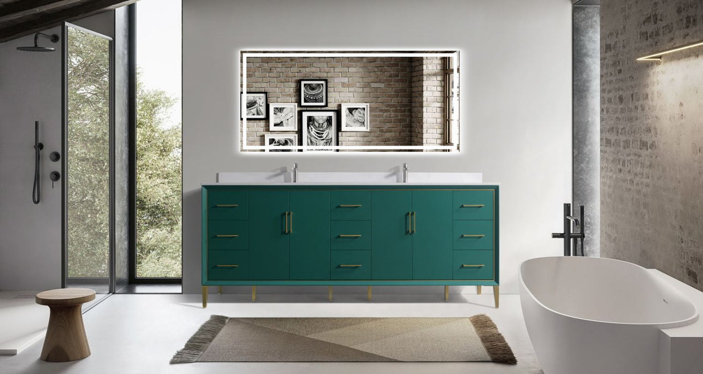 Waterpar® 84 in. L x 22 in. W x 35 in. H Bathroom Cabinet with Dual Ceramic Sink