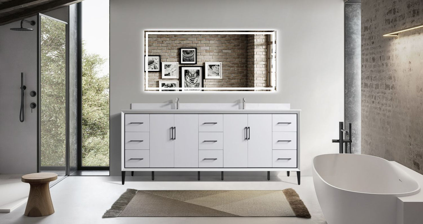 Waterpar® 84 in. L x 22 in. W x 35 in. H Bathroom Cabinet with Dual Ceramic Sink