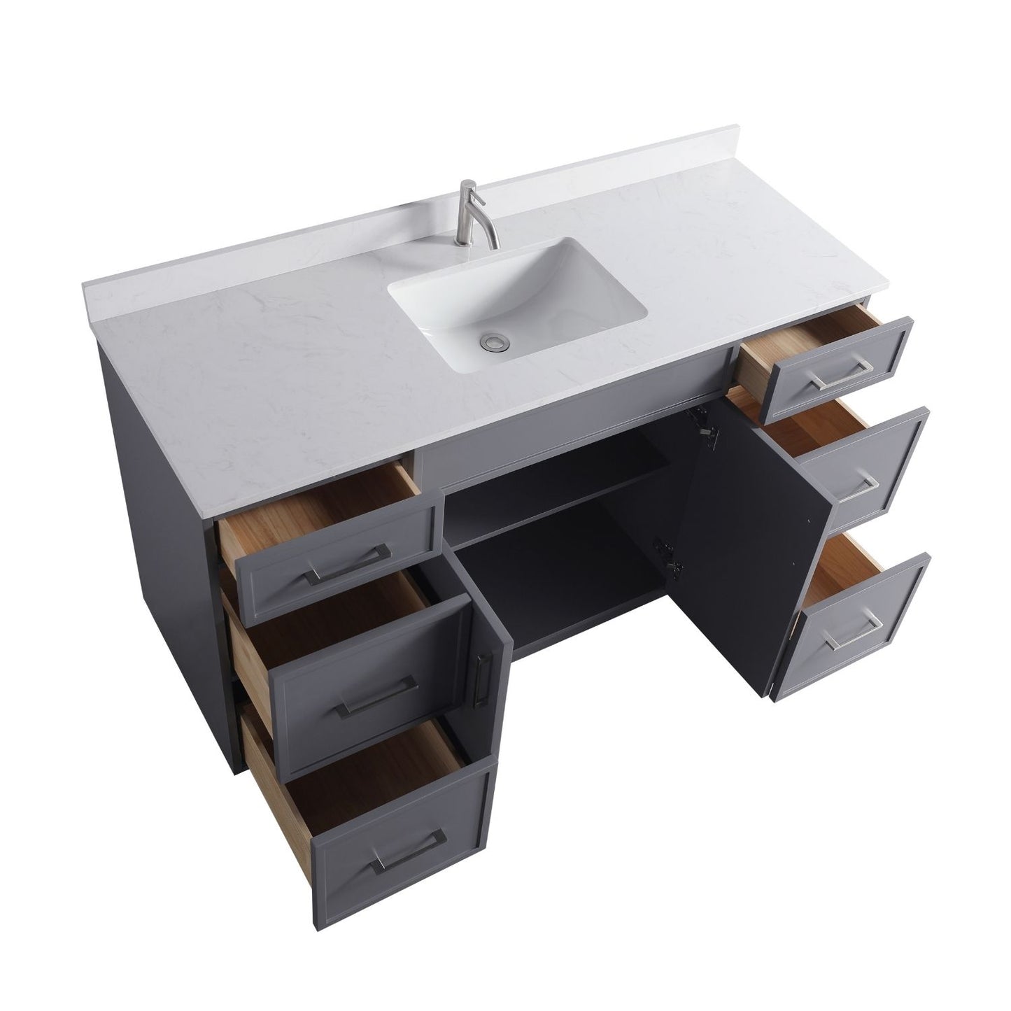 Waterpar® 60 in. L x 22 in. W x 35 in. H Minimalist Bathroom Cabinet with Single Ceramic Sink