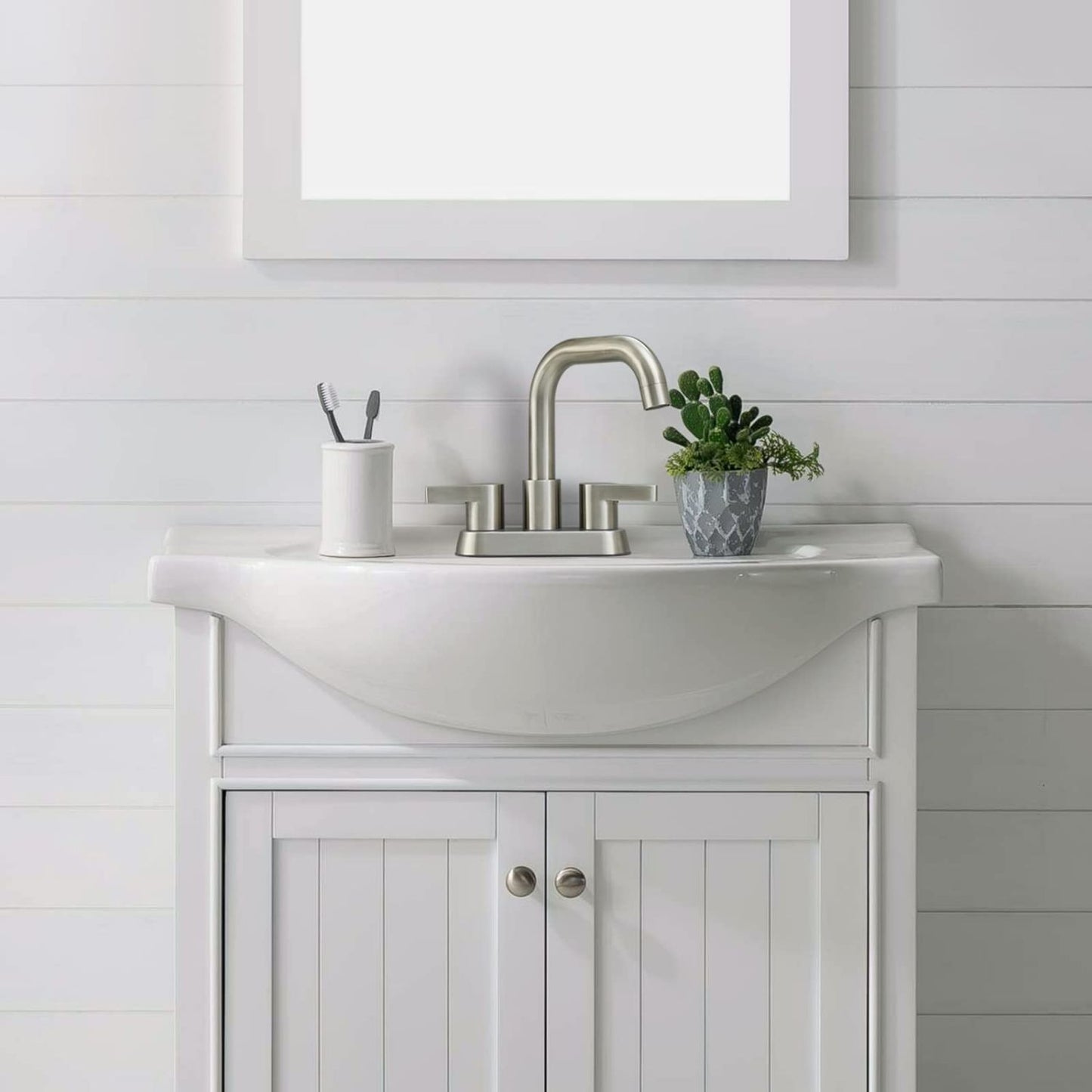 Waterpar® 4 in. Centerset Double Handle Bathroom Faucet with Pop-up Drain and Supply Hose