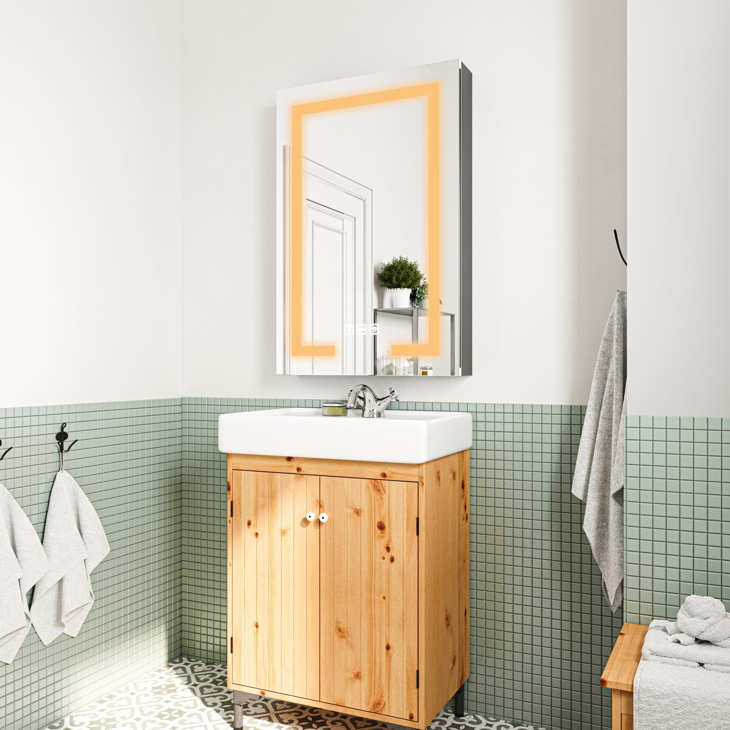 Waterpar® 24 in. W x 36 in. H Rectangular LED Aluminum Recessed/Surface Mount Medicine Cabinet with Mirror