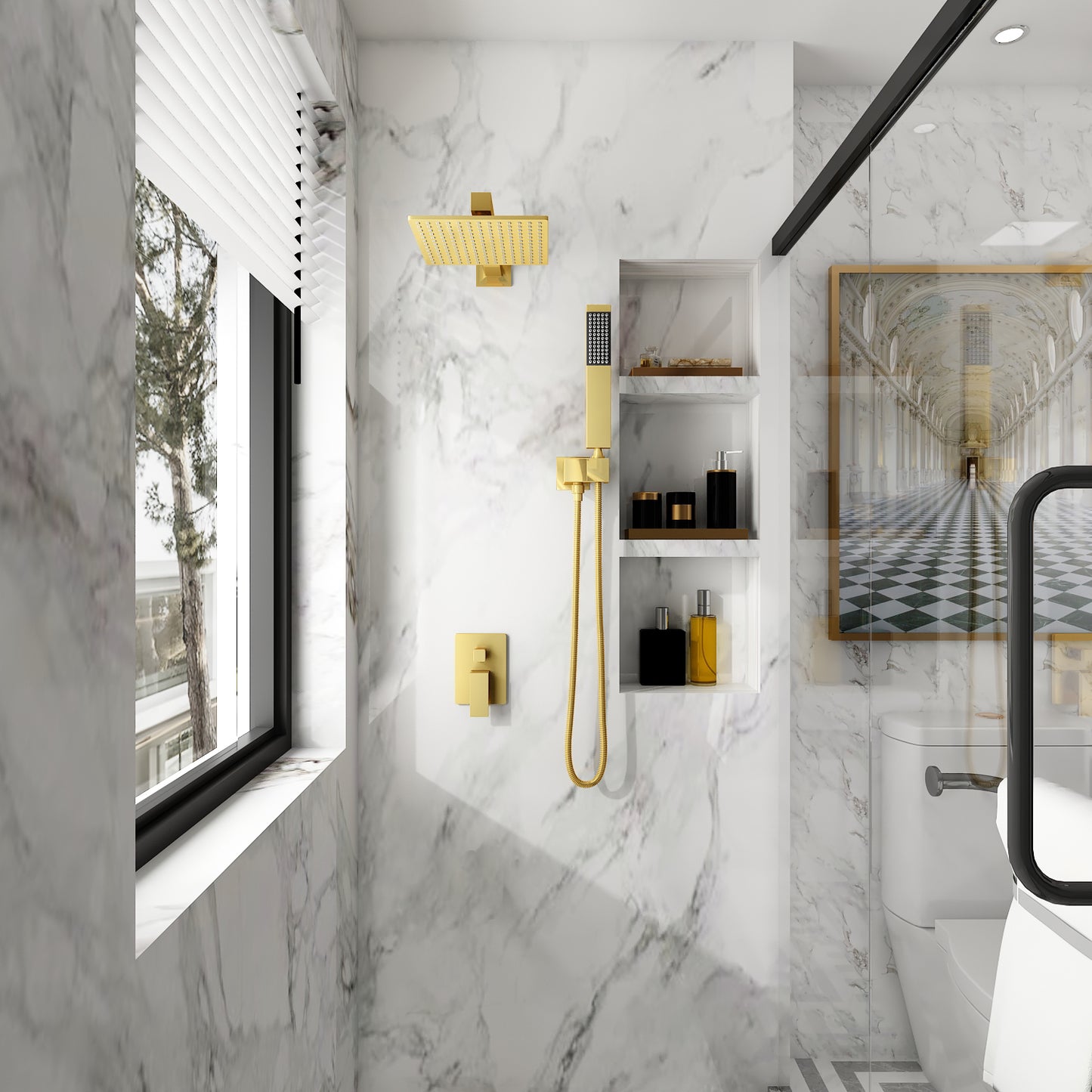 Waterpar®  1-spray Wall Mount Fixed and Handheld Shower Head