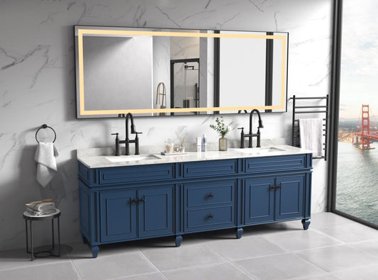 Waterpar® 118 in. W x 36 in. H Rectangular Framed Wall Bathroom Vanity Mirror with Front Light