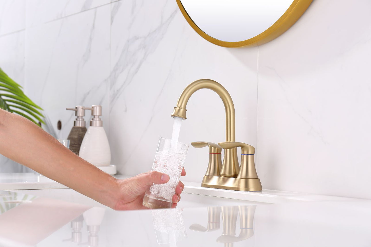 Waterpar®  4 in. Centerset Double Handle High Arc Bathroom Faucet