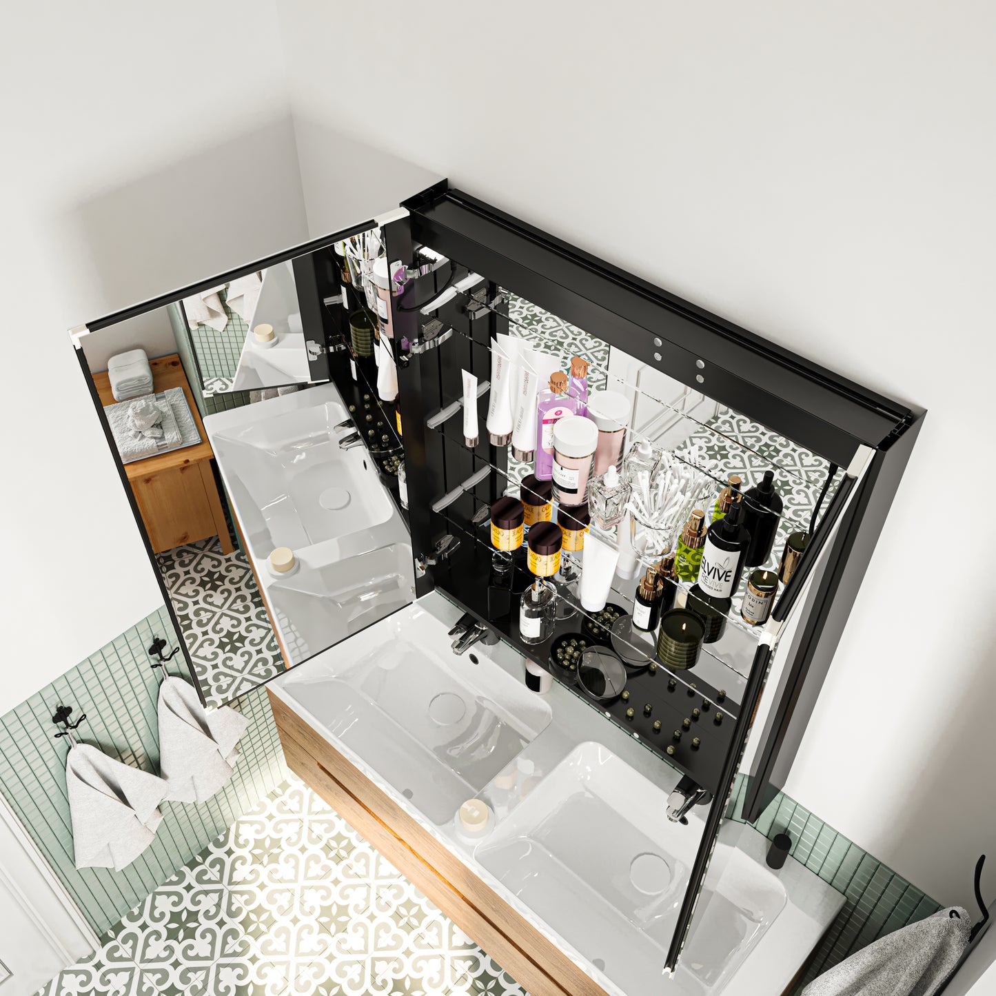 Waterpar® 36 in. W x 36 in. H Rectangular LED Aluminum Recessed/Surface Mount Medicine Cabinet with Mirror