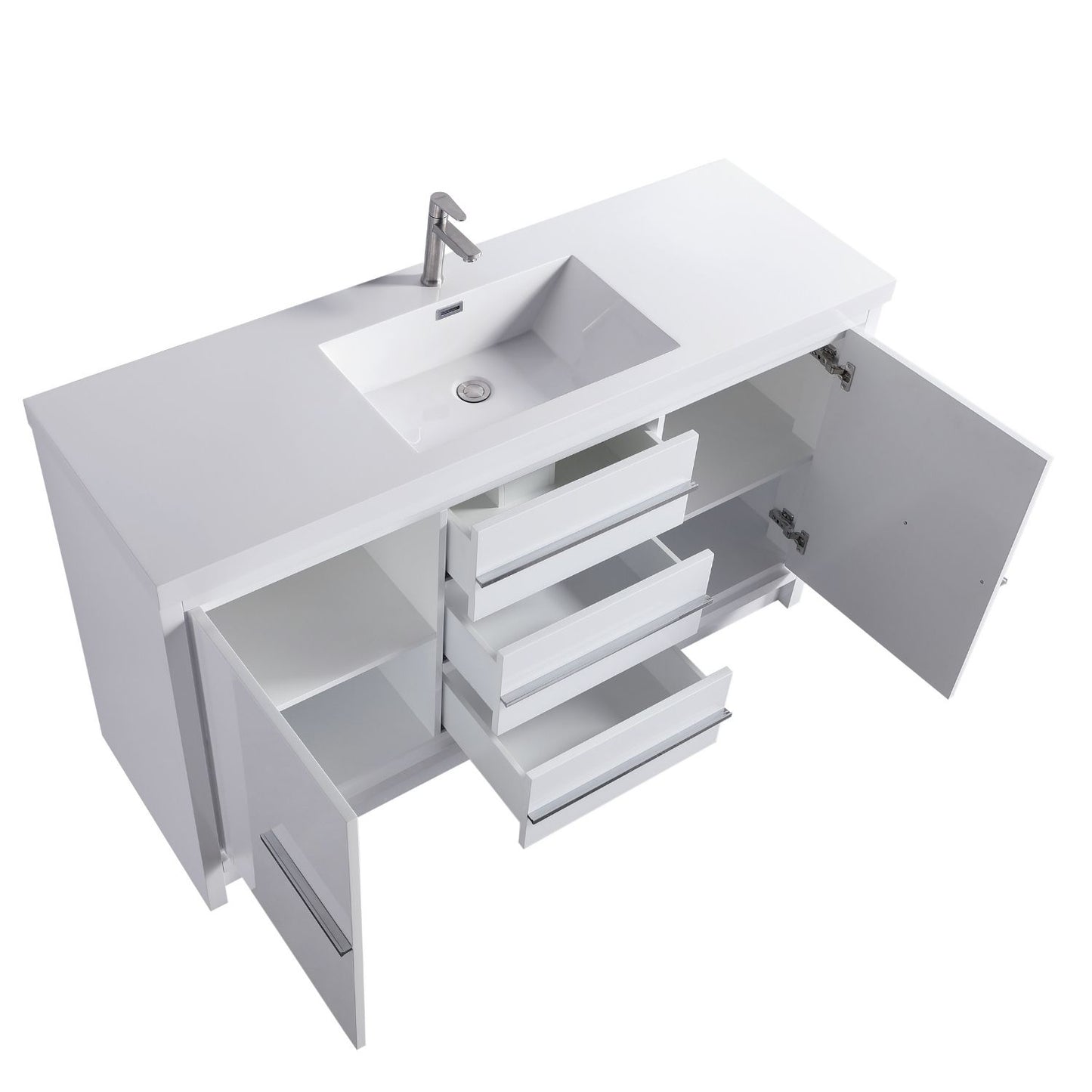 Waterpar® 59.25 in. L x 19.7 in. W x 35 in. H Bathroom Cabinet with Resin Sink