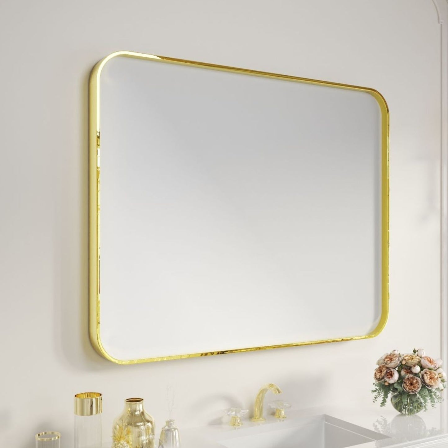Waterpar® 40 in. W x 32 in. H Rectangular Aluminum Framed Wall Bathroom Vanity Mirror