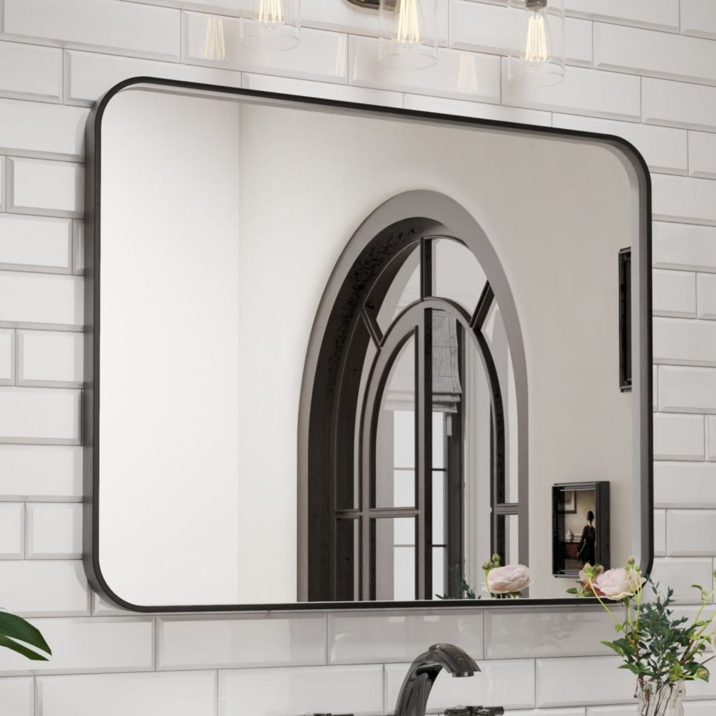 Waterpar® 40 in. W x 32 in. H Rectangular Aluminum Framed Wall Bathroom Vanity Mirror