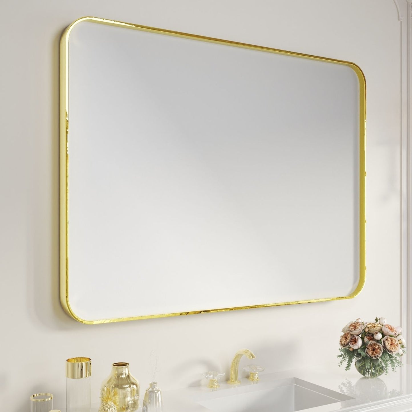 Waterpar® 48 in. W x 36 in. H Rectangular Aluminum Framed Wall Bathroom Vanity Mirror