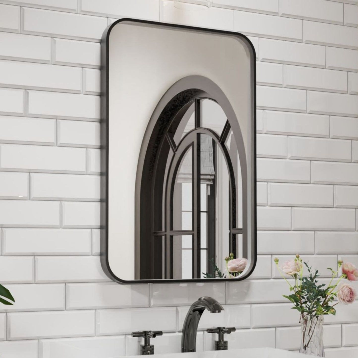 Waterpar® 36 in. W x 24 in. H Rectangular Aluminum Framed Wall Bathroom Vanity Mirror